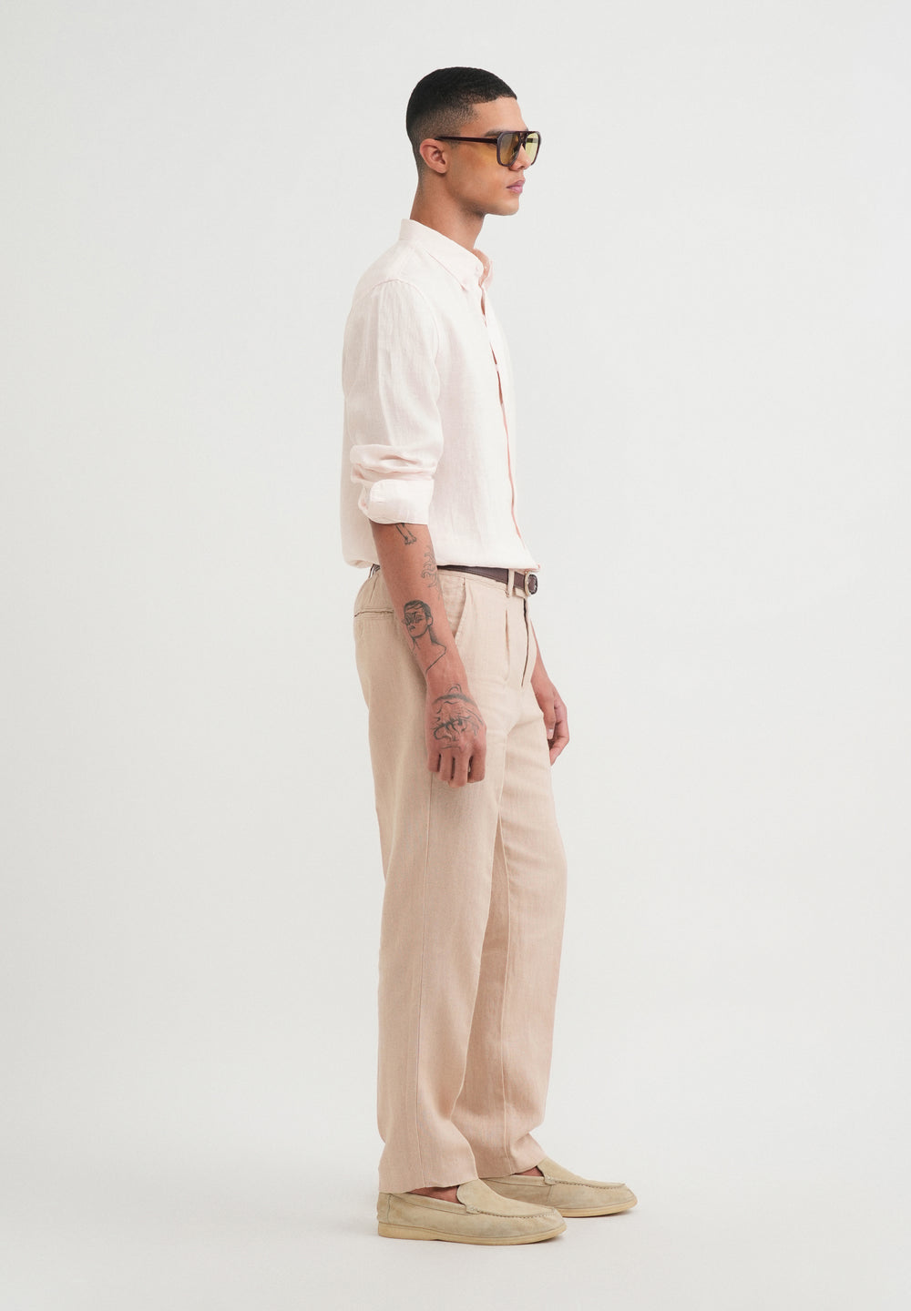 100% Pure Linen Light Pink Shirt