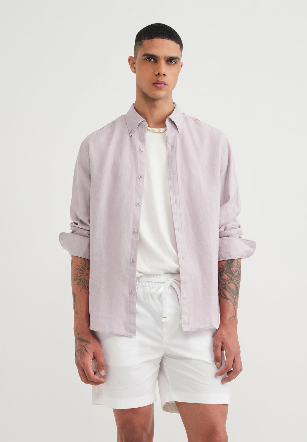 100% Pure Linen Lilac Shirt