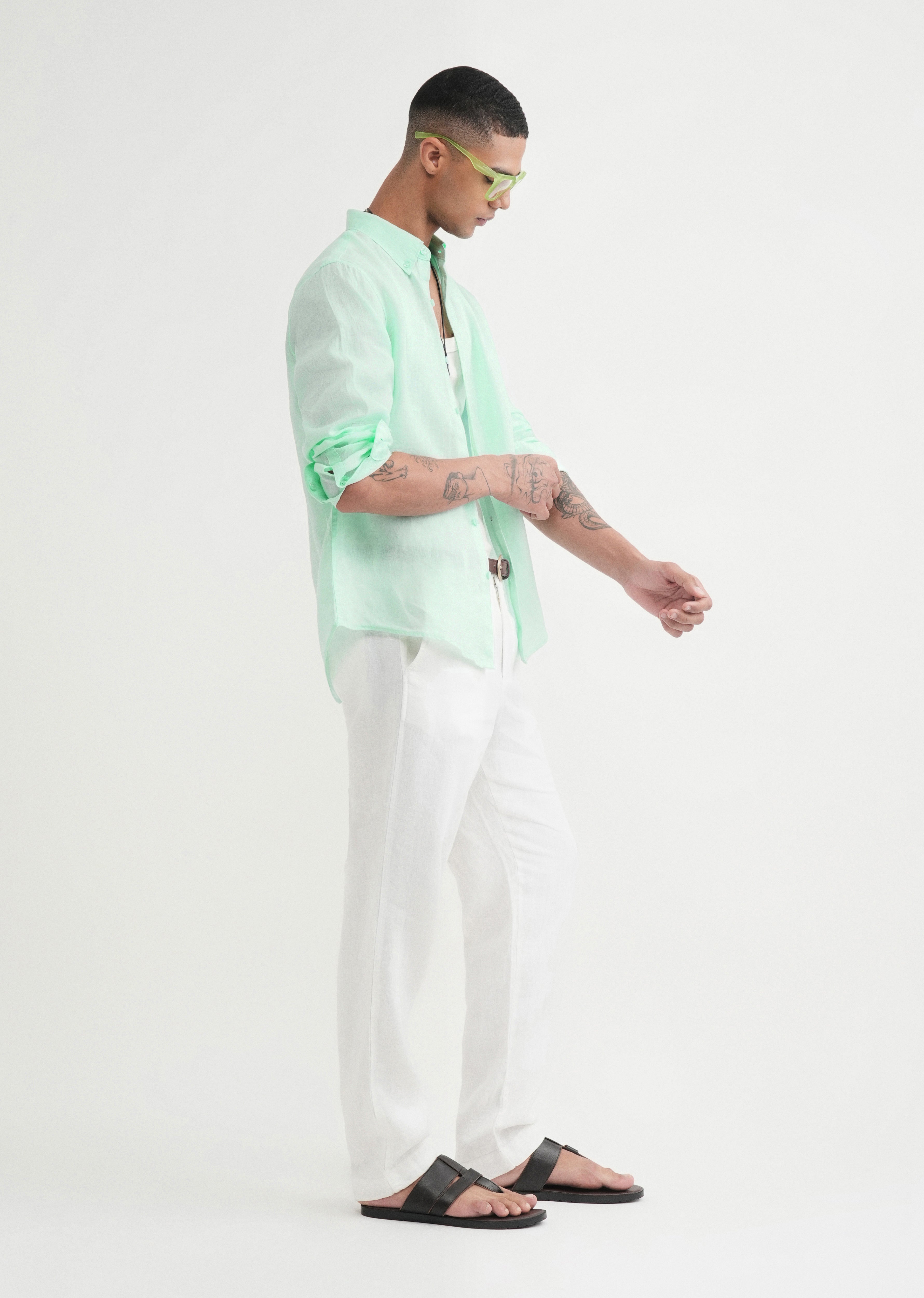 100% Pure Linen Mint Green Shirt