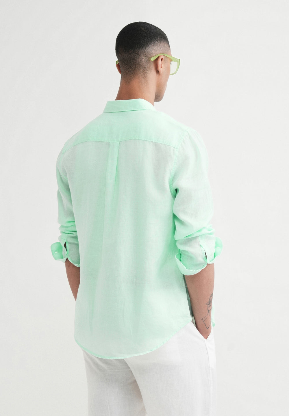 100% Pure Linen Mint Green Shirt