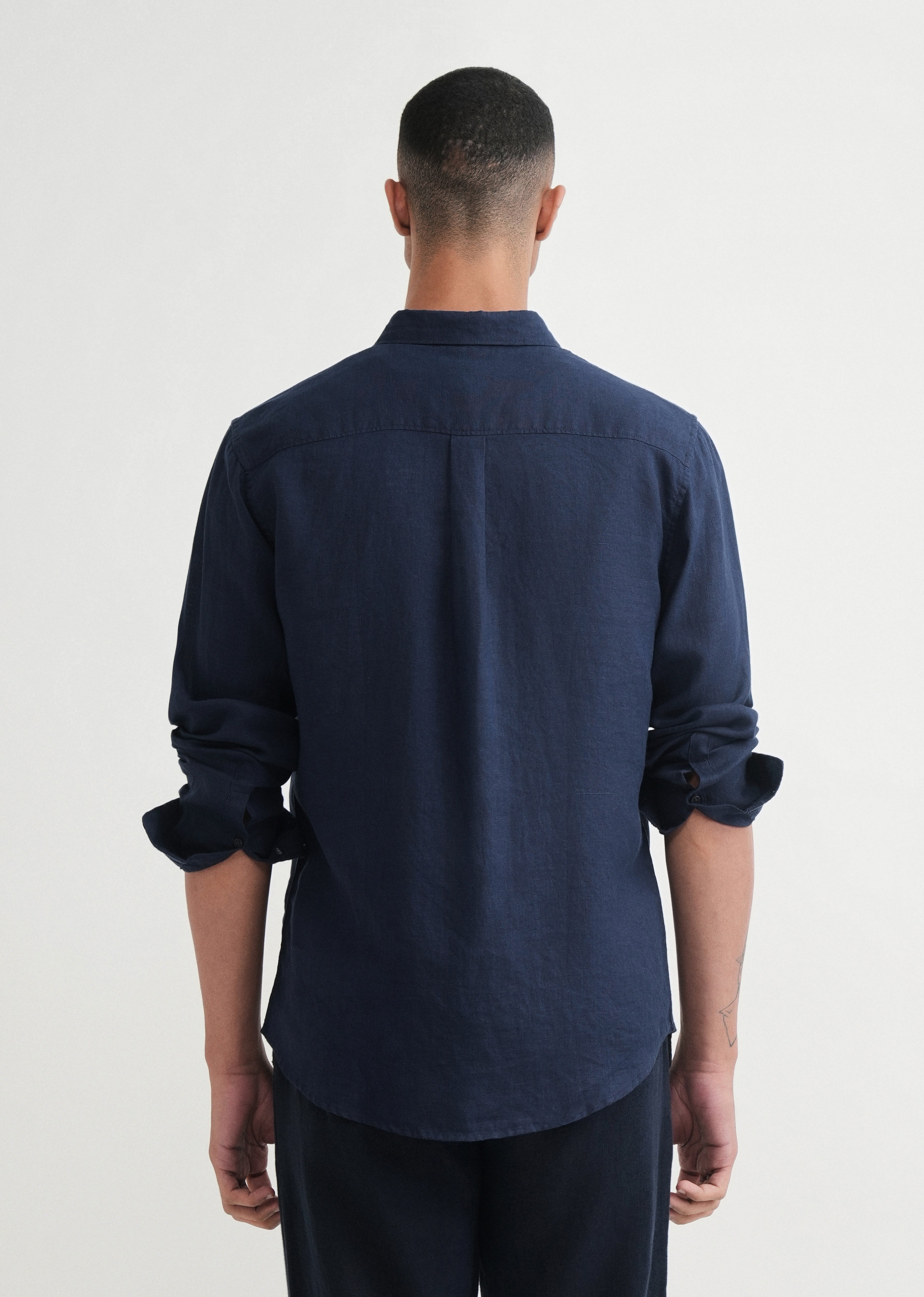100% Pure Linen Navy Blue Shirt