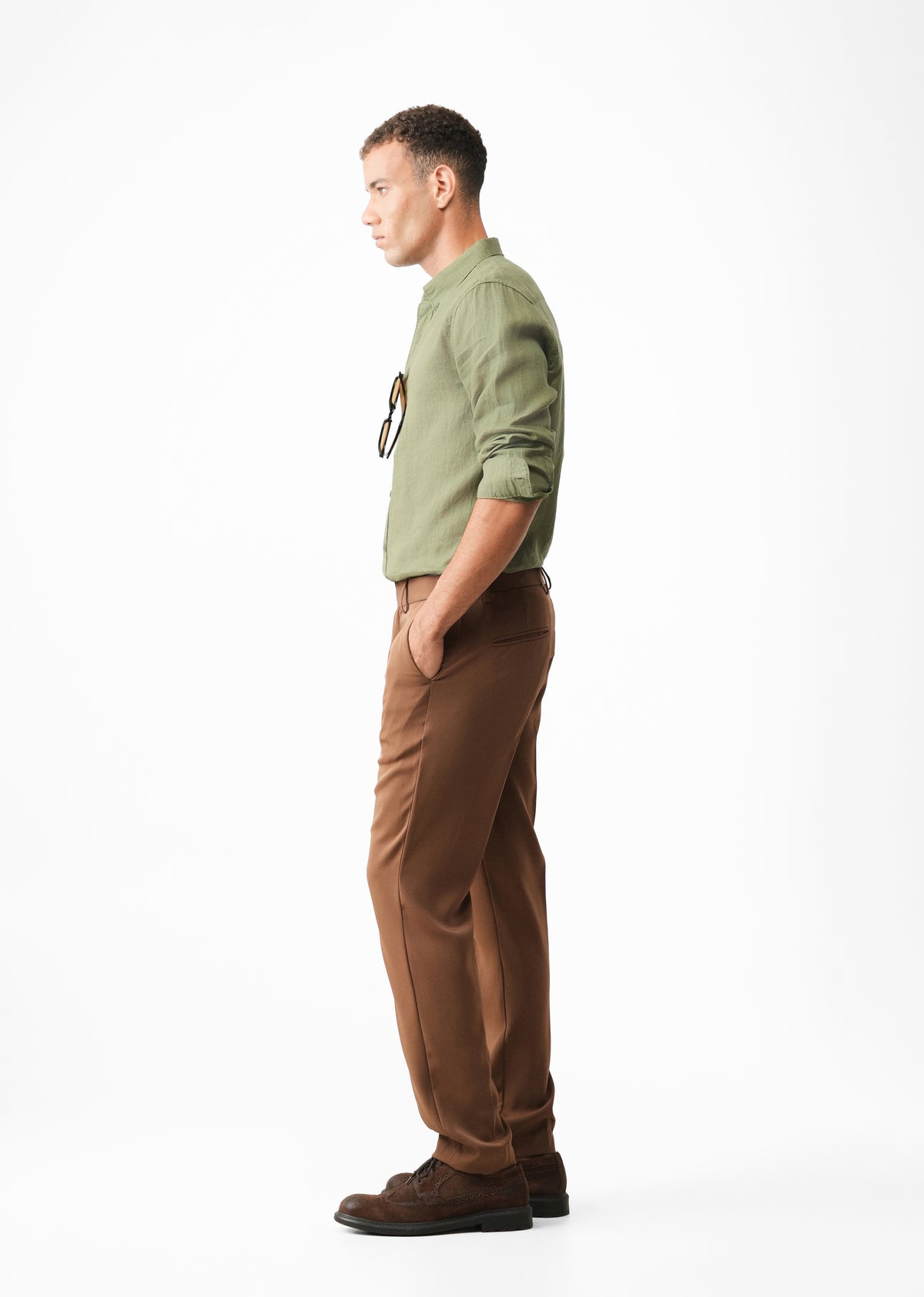 100% Pure Linen Olive Shirt