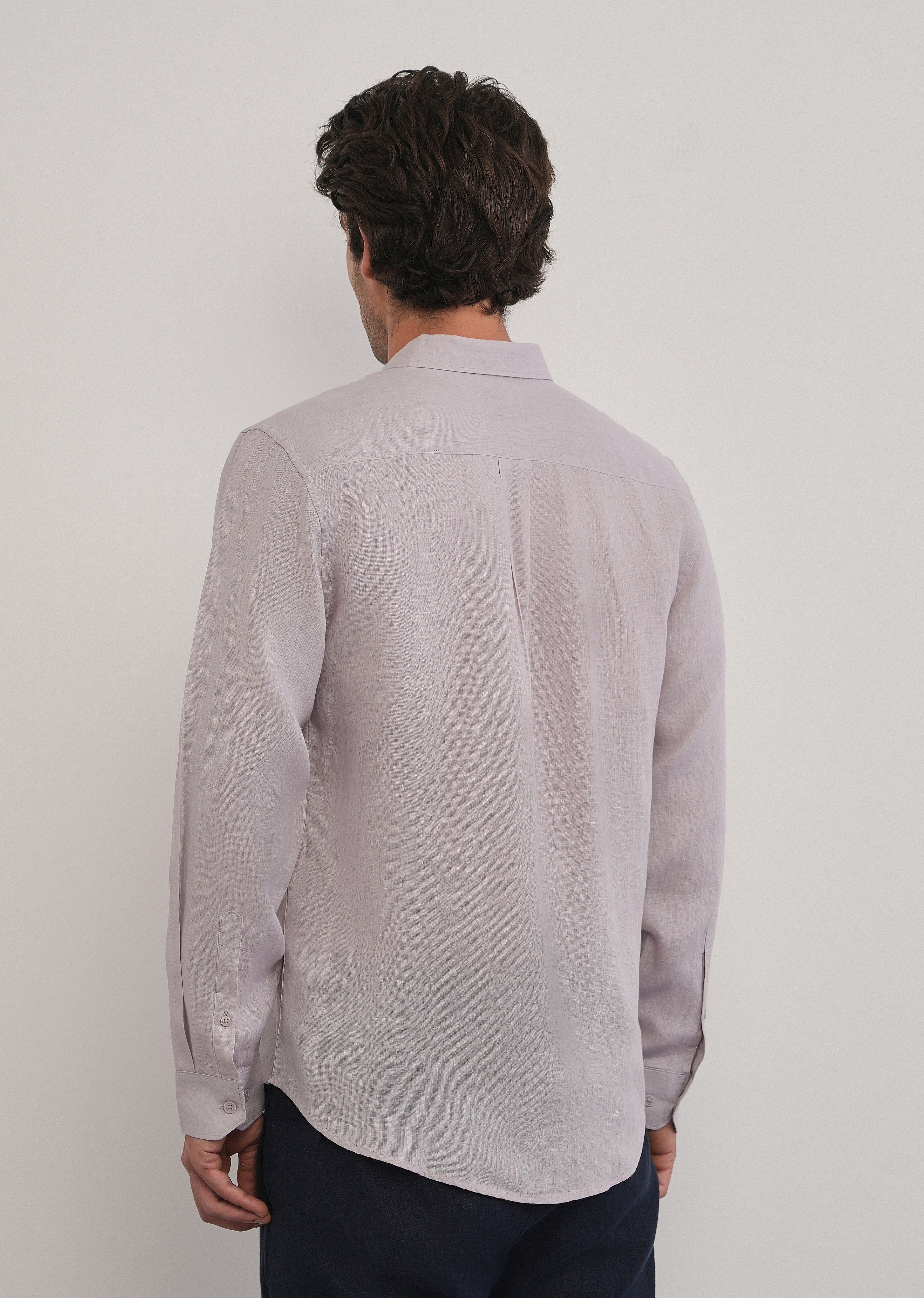 100% Pure Linen Pastel Lavender Plain Shirt