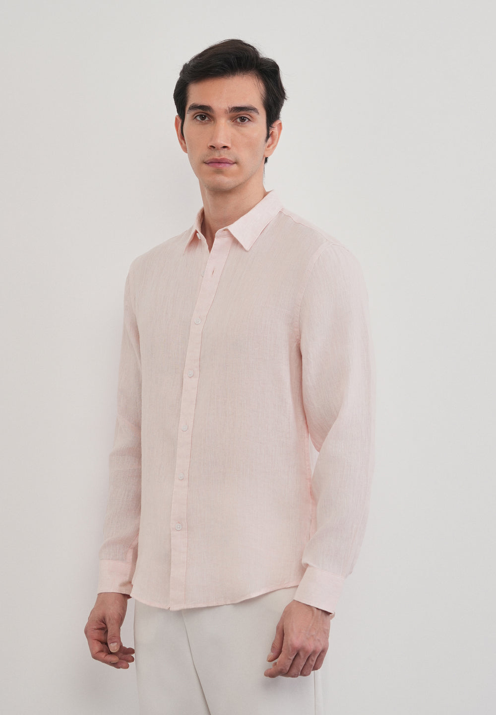 100% Pure Linen Pastel Pink Shirt