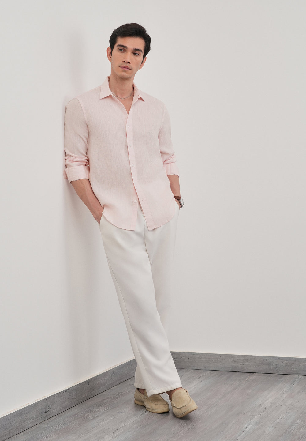 100% Pure Linen Pastel Pink Shirt