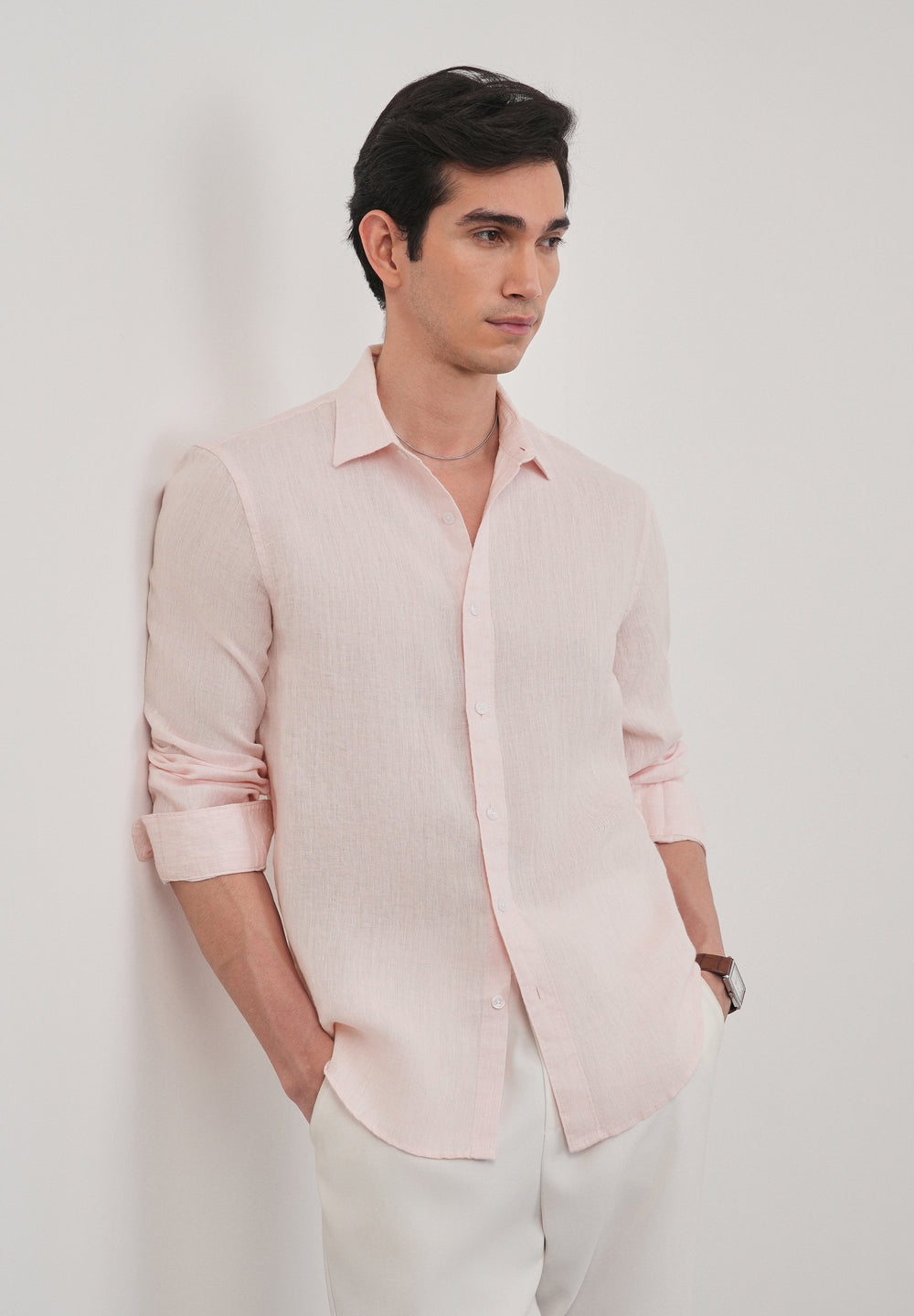 100% Pure Linen Pastel Pink Shirt