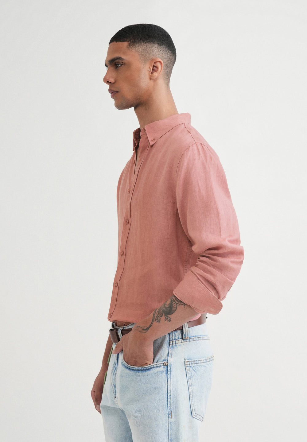 100% Pure Linen Peach Shirt