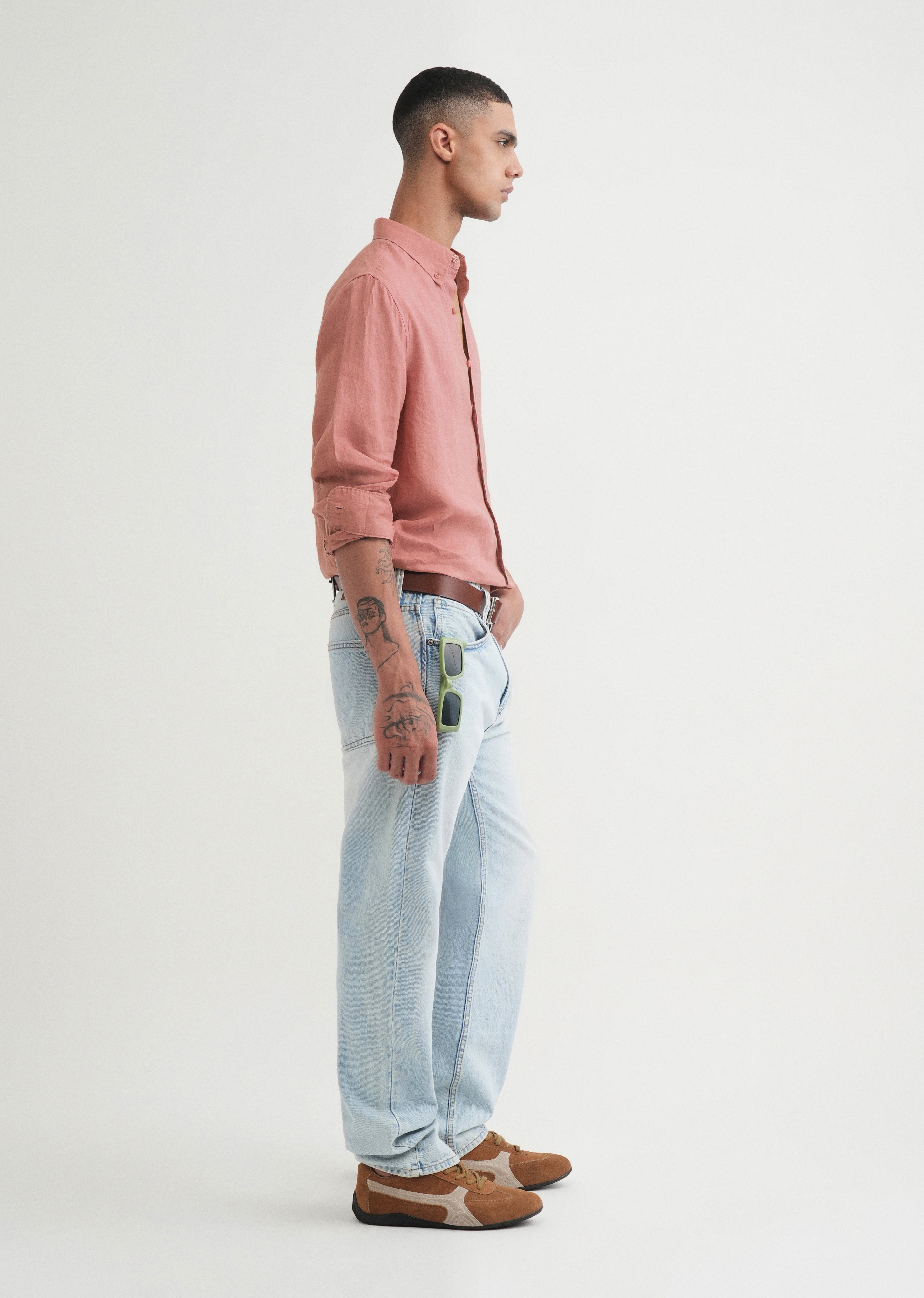 100% Pure Linen Peach Shirt