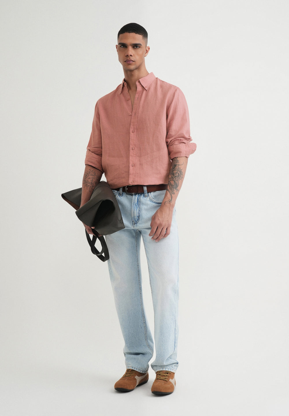 100% Pure Linen Peach Shirt