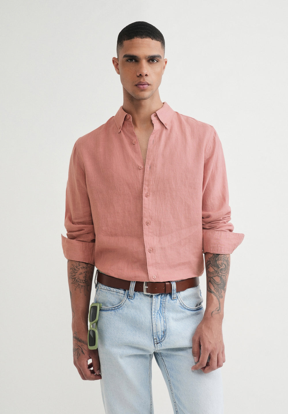 100% Pure Linen Peach Shirt