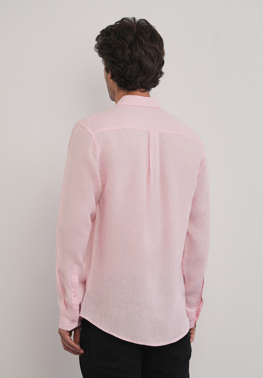 100% Pure Linen Pink Plain Shirt