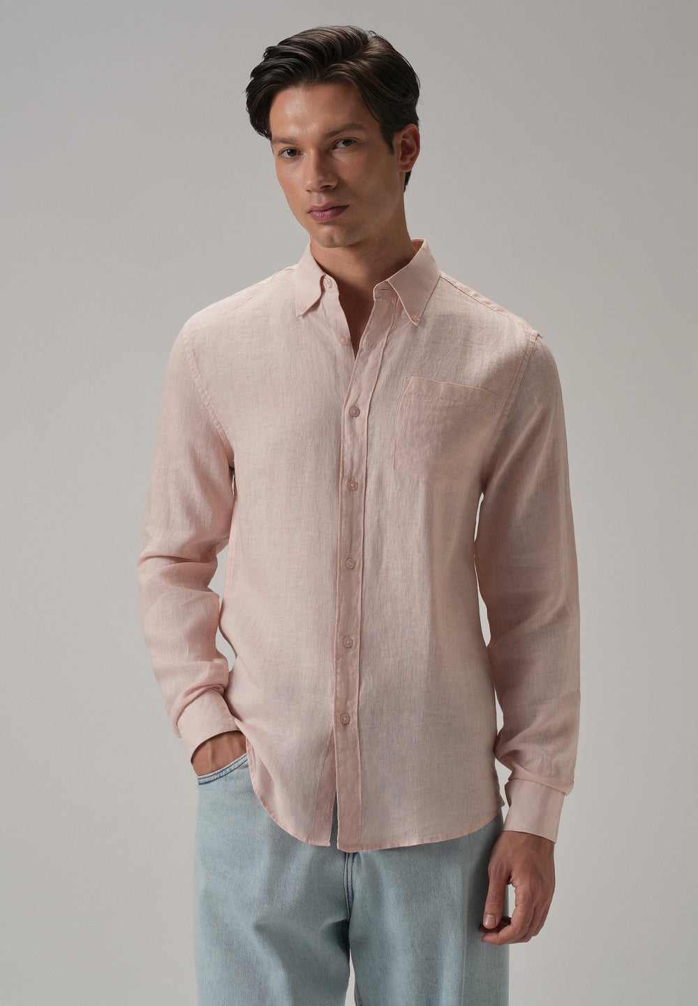 100% Pure Pink Linen Shirt
