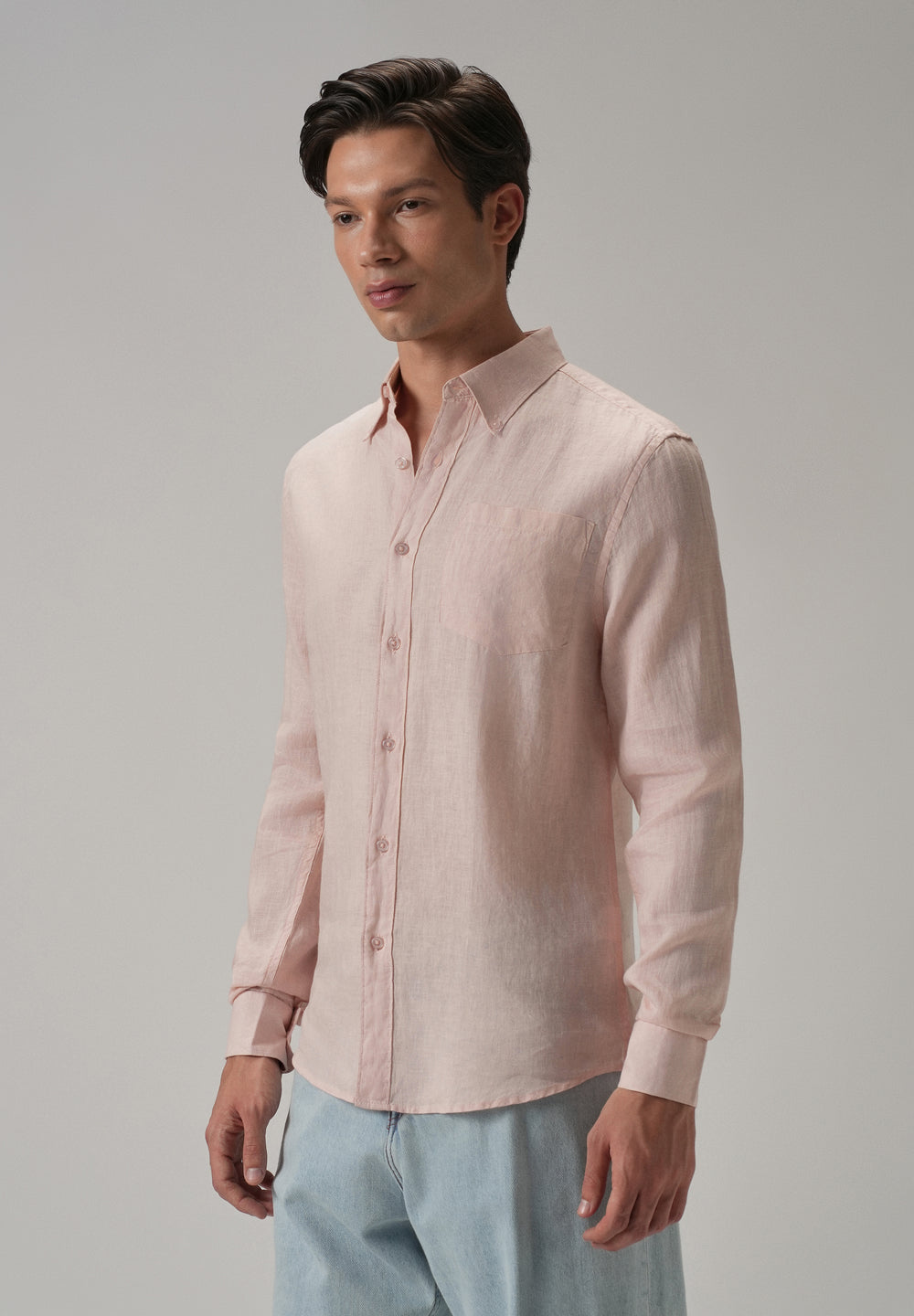100% Pure Pink Linen Shirt