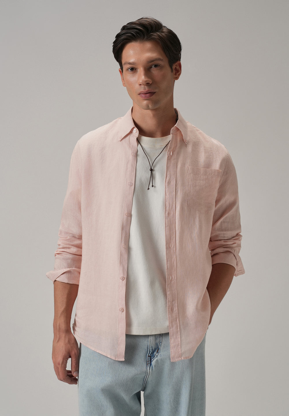 100% Pure Pink Linen Shirt