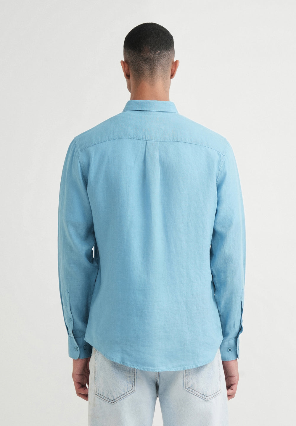 100% Pure Linen Powder Blue Shirt