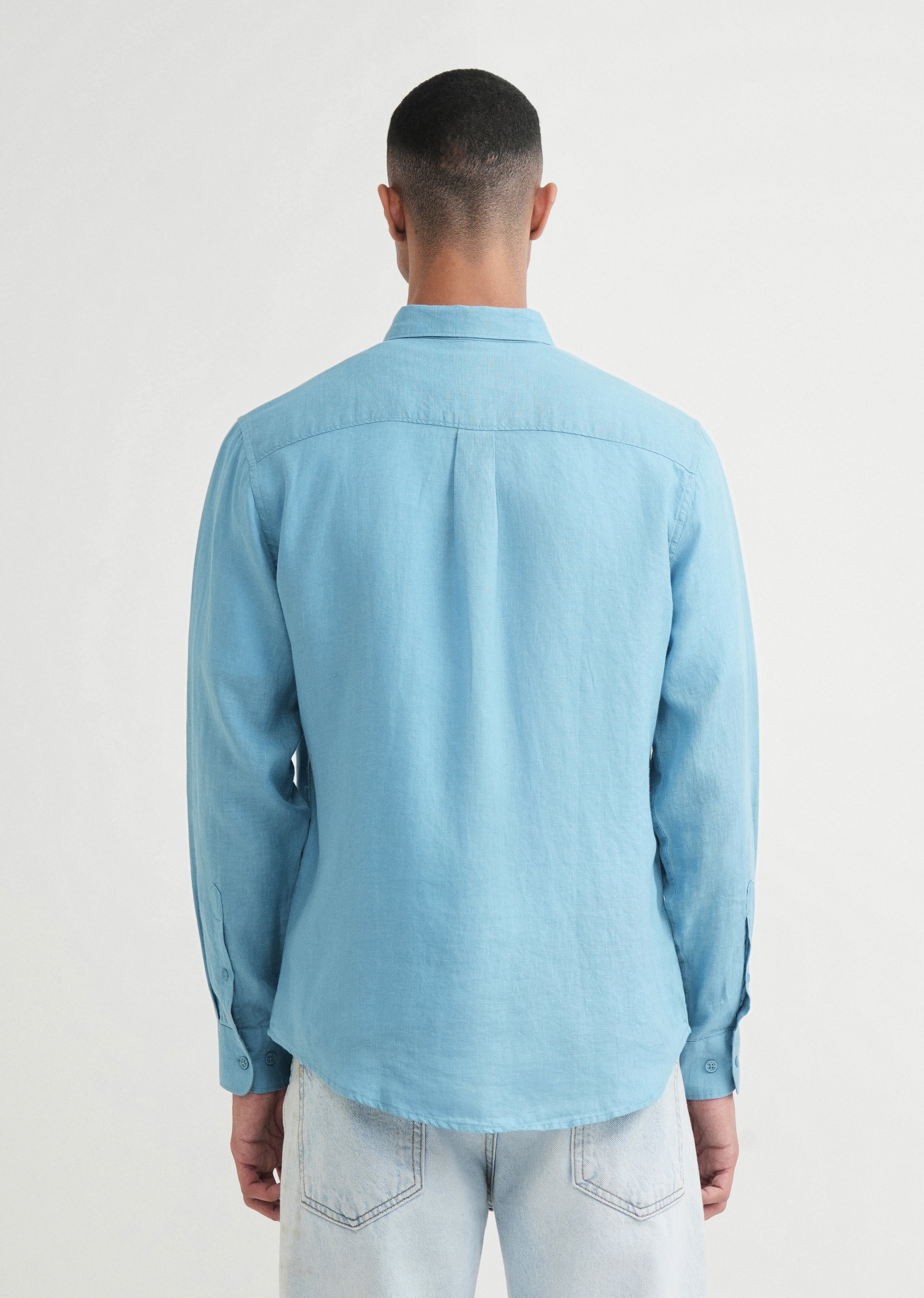 100% Pure Linen Powder Blue Shirt