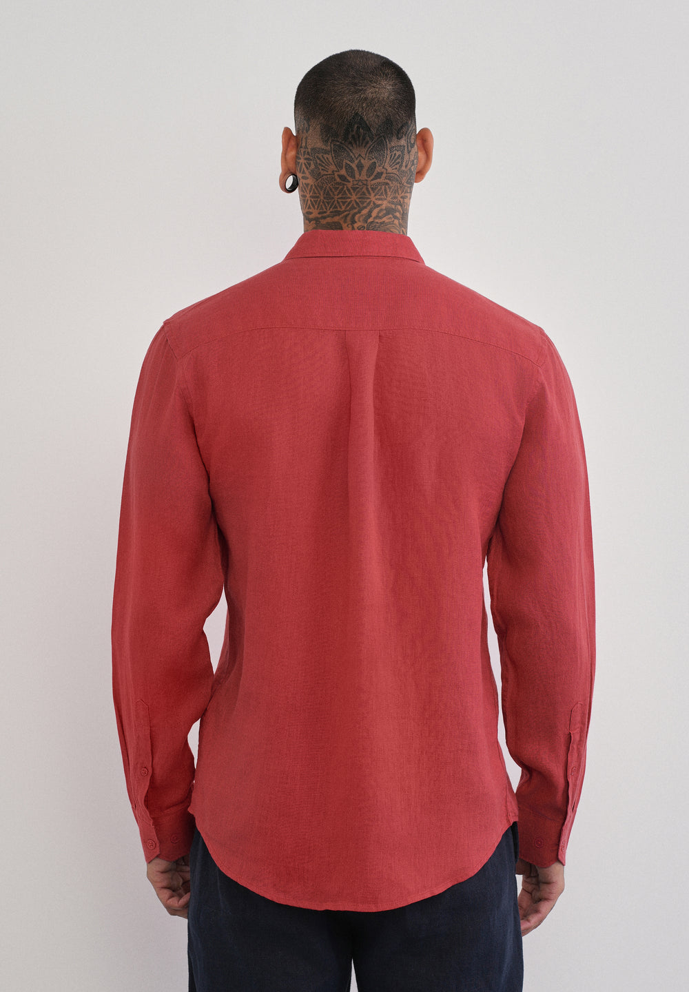 100% Pure Linen Brick Red Plain Shirt