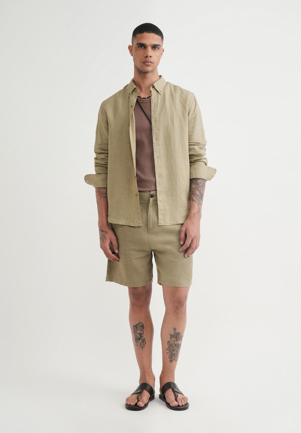 100% Pure Linen Sage Green Shirt