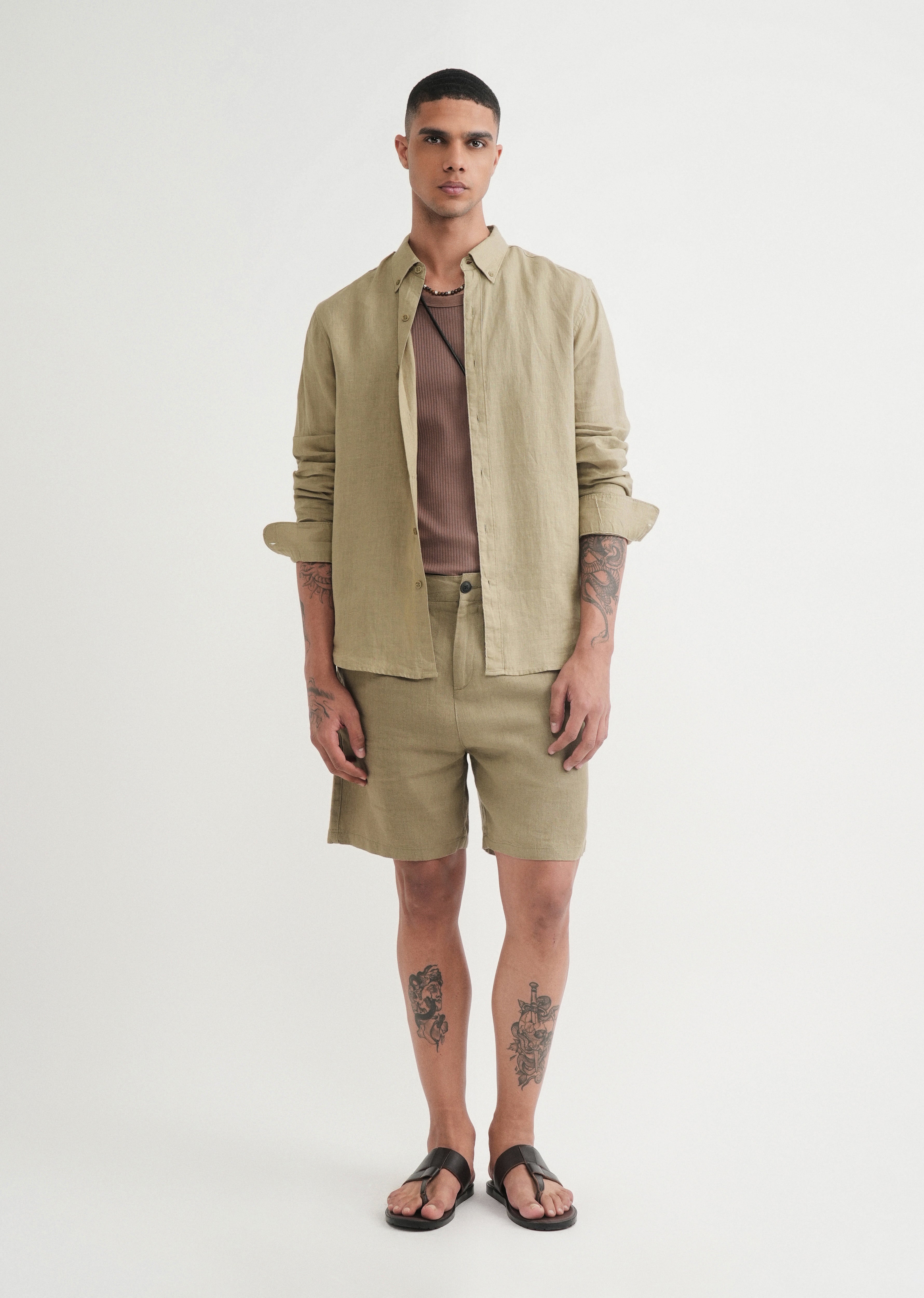 100% Pure Linen Sage Green Shirt