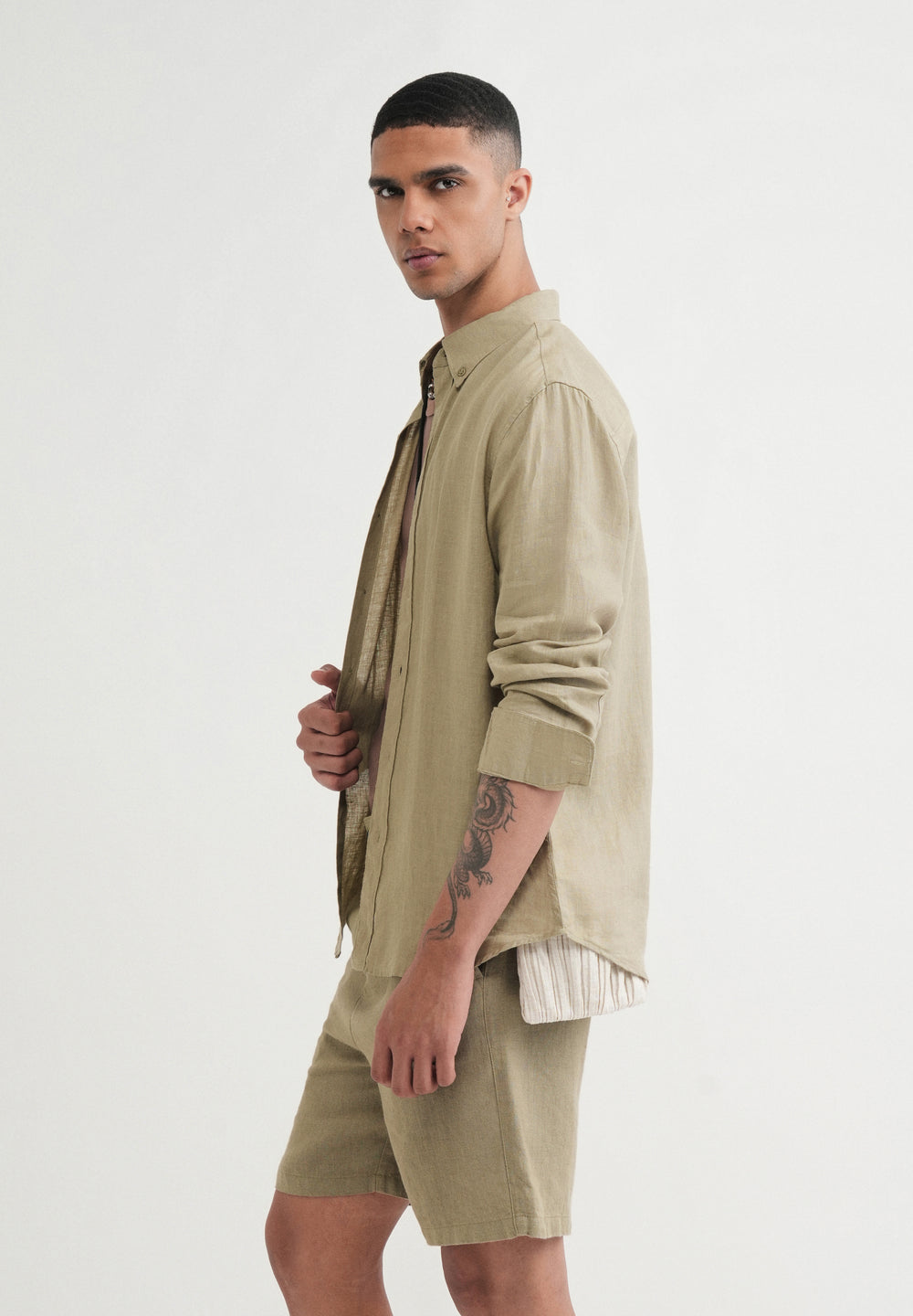 100% Pure Linen Sage Green Shirt