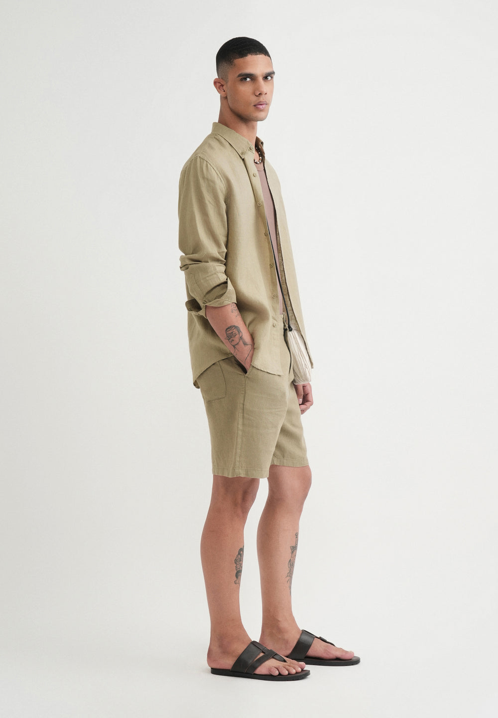 100% Pure Linen Sage Green Shirt