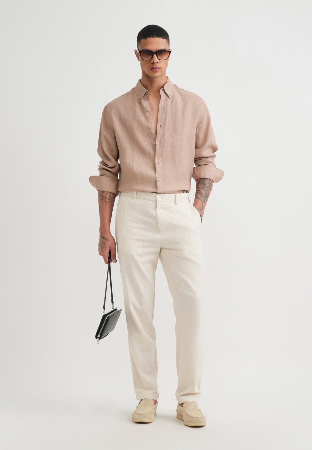 100% Pure Linen Sand Beige Shirt