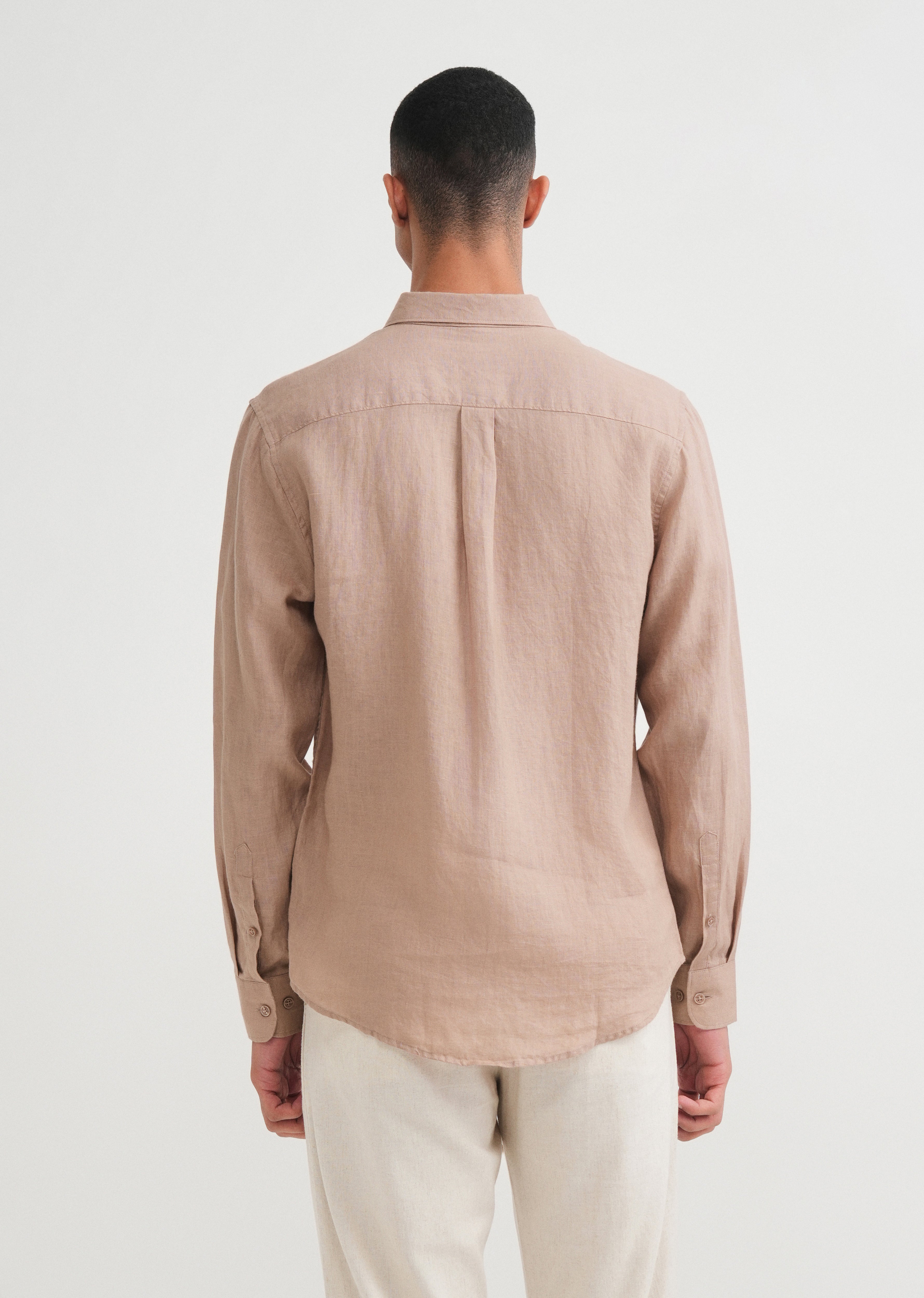 100% Pure Linen Sand Beige Shirt