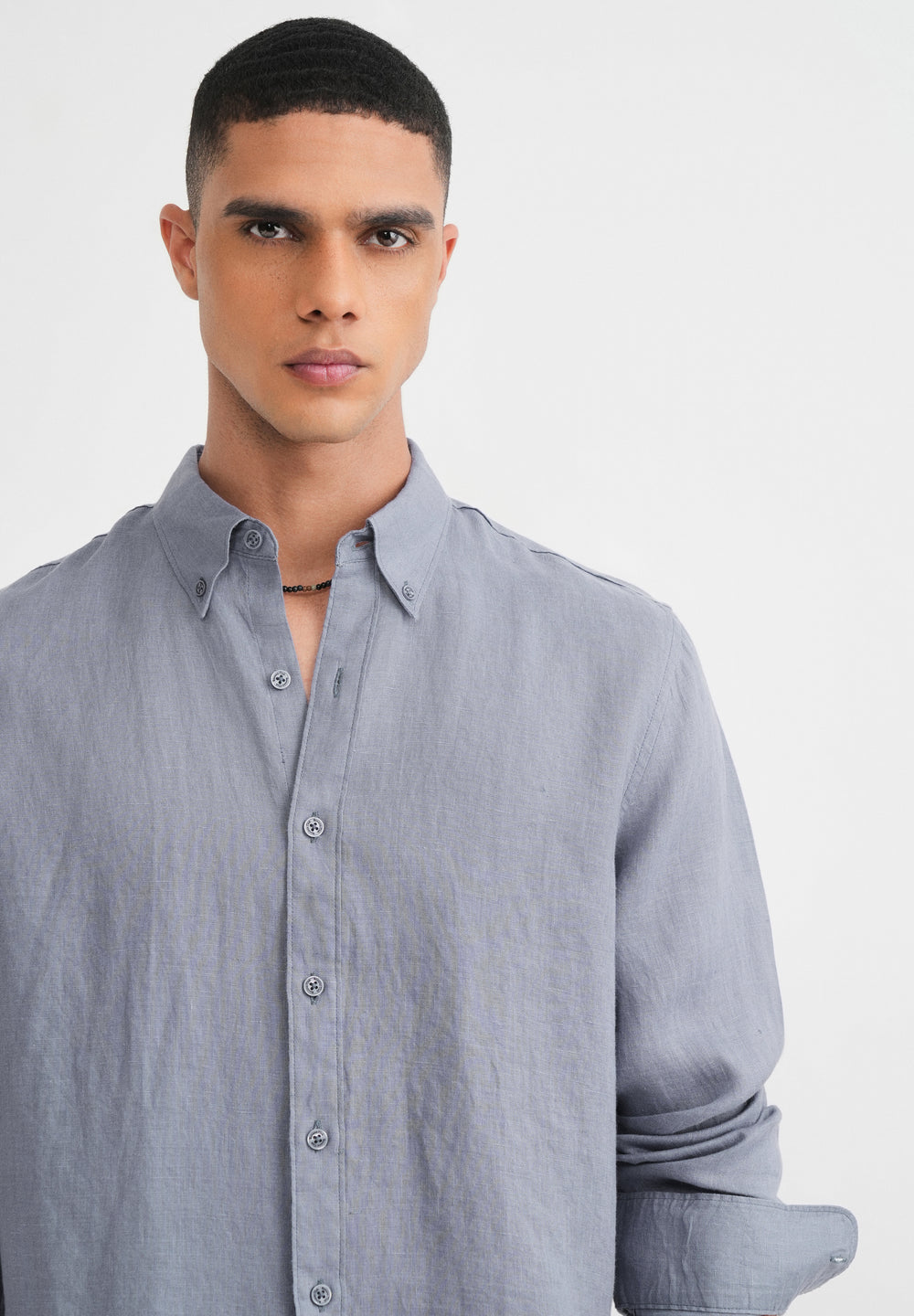 100% Pure Linen Slate Blue Shirt