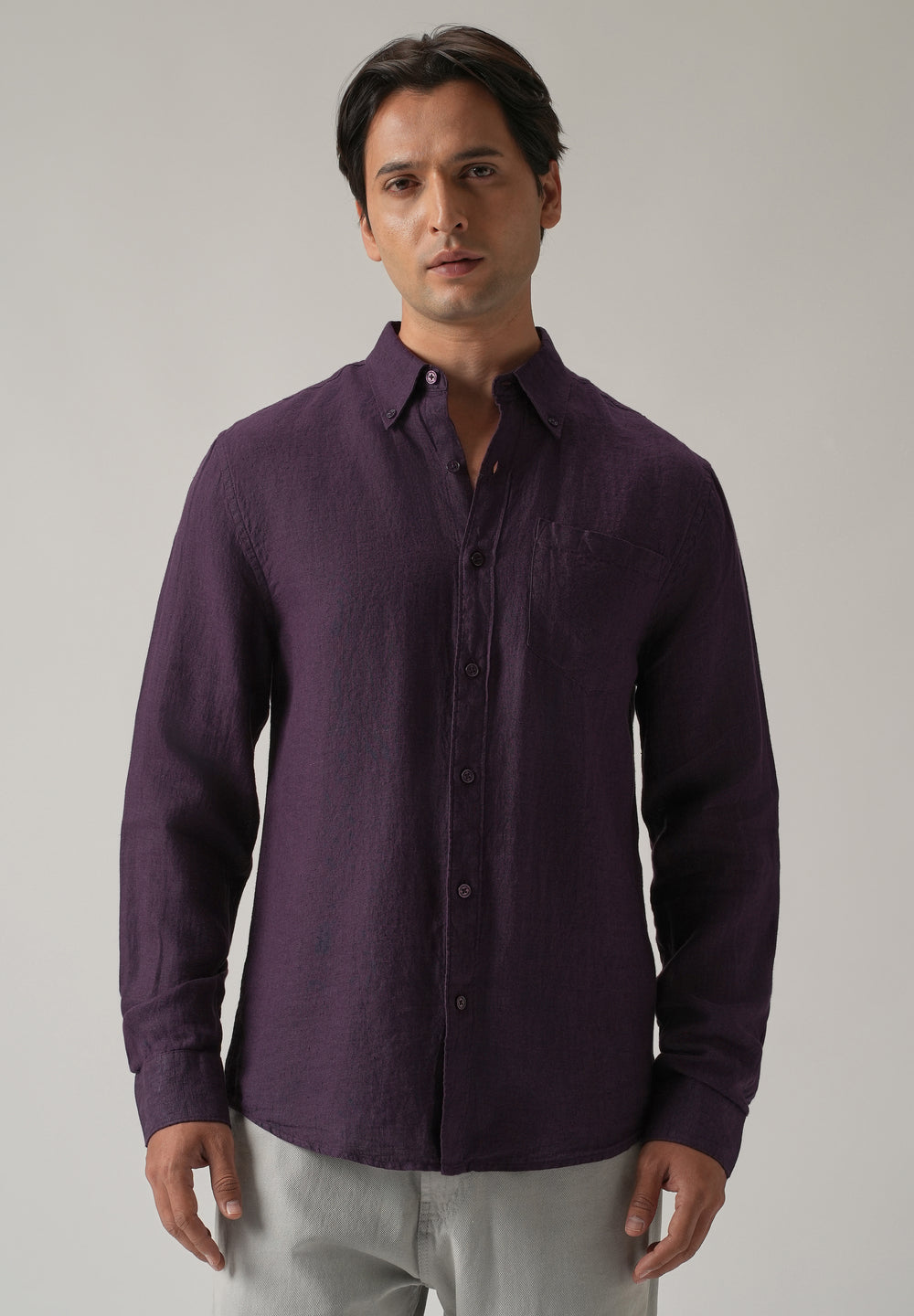 100% Pure Violet Linen Shirt