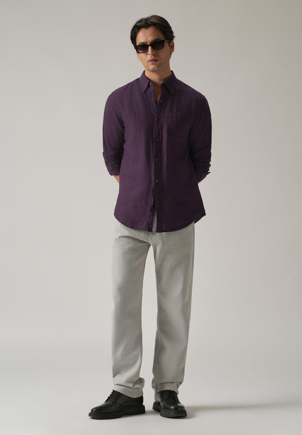 100% Pure Violet Linen Shirt