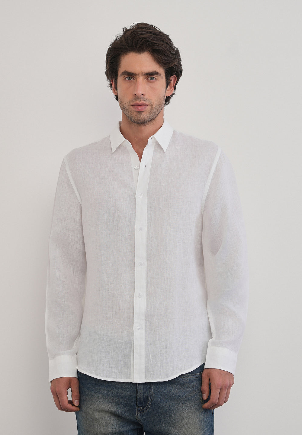 100% Pure Linen White Plain Shirt