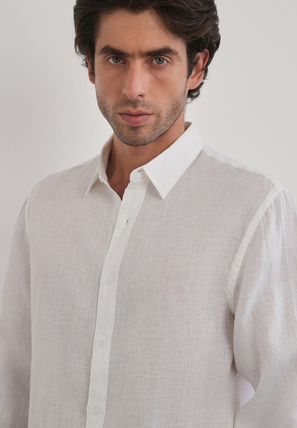 100% Pure Linen White Plain Shirt