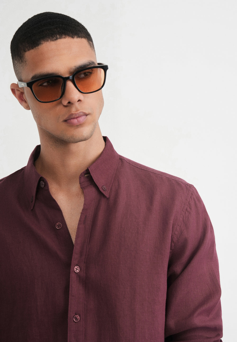 100% Pure Linen Wine Shirt