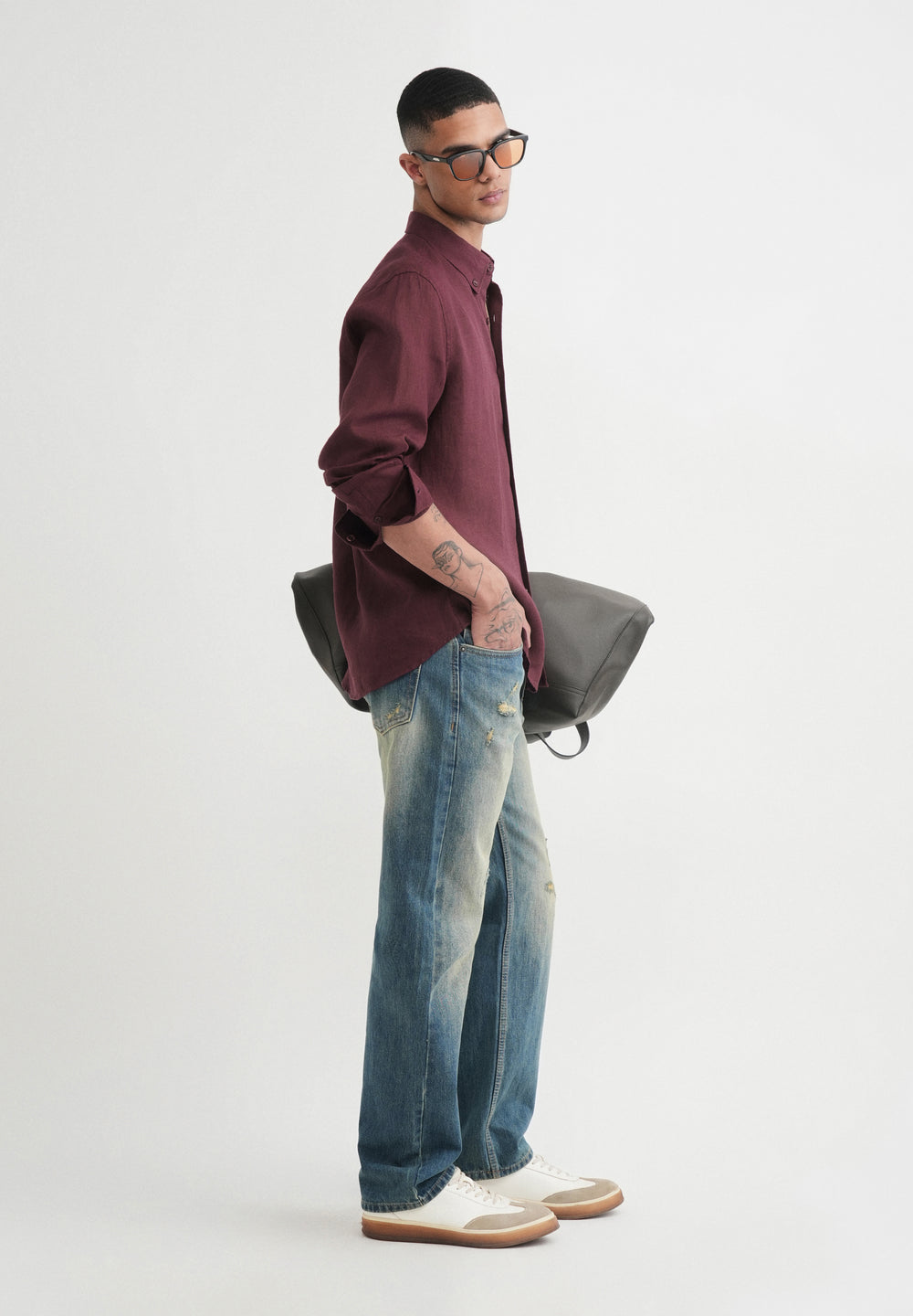 100% Pure Linen Wine Shirt