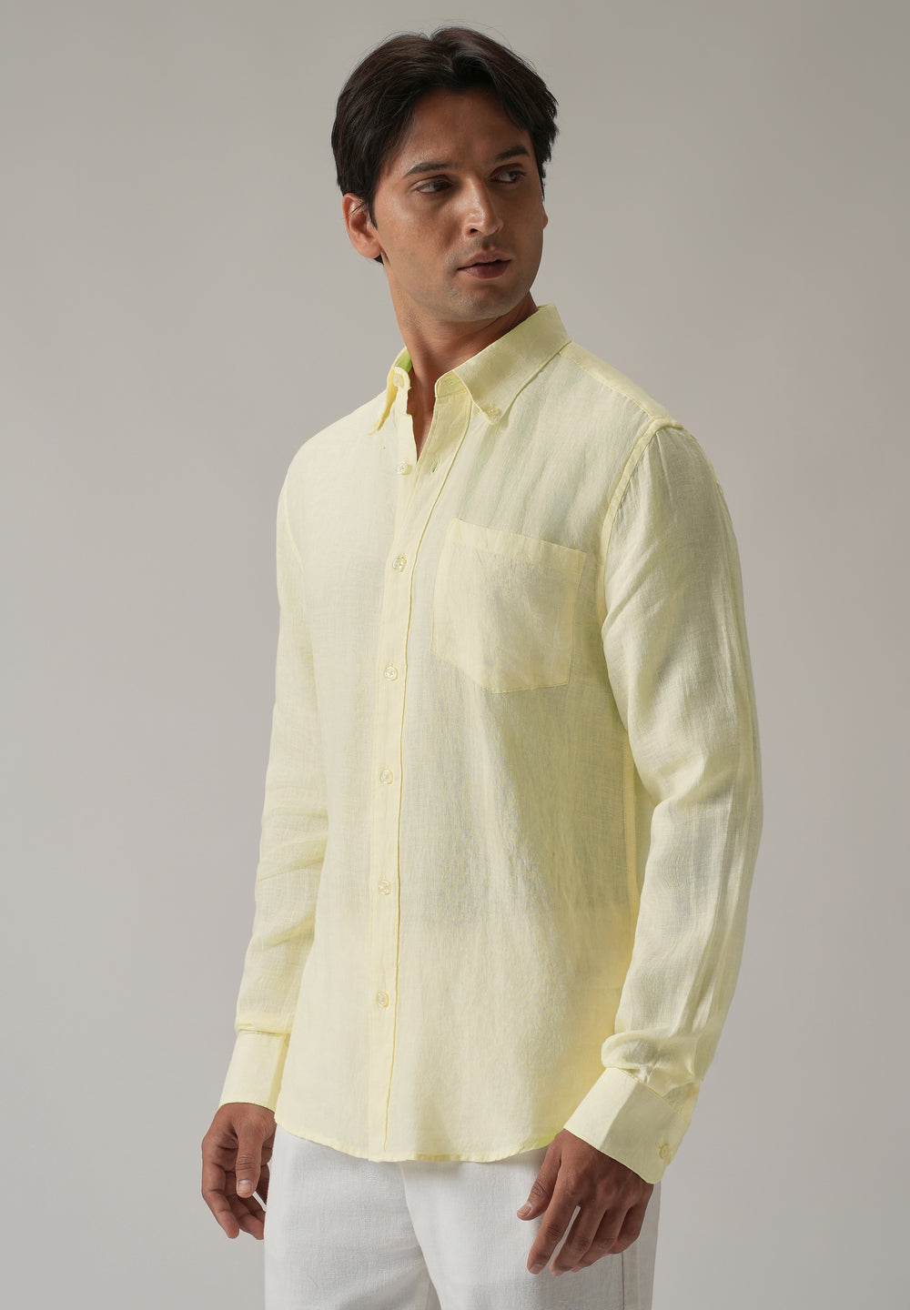 100% Pure Yellow Linen Shirt