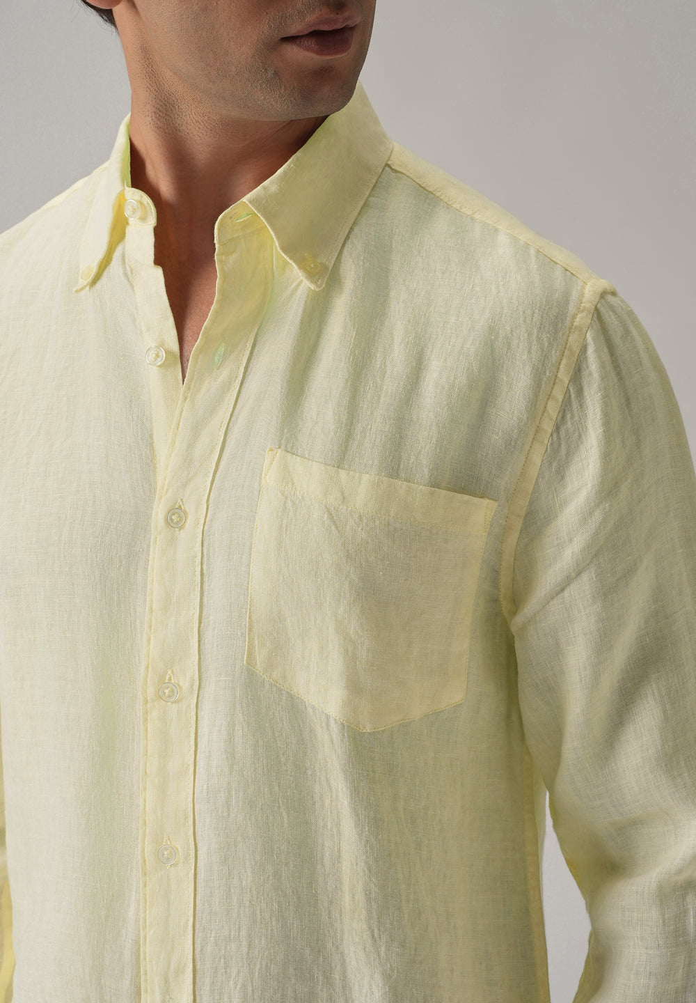 100% Pure Yellow Linen Shirt