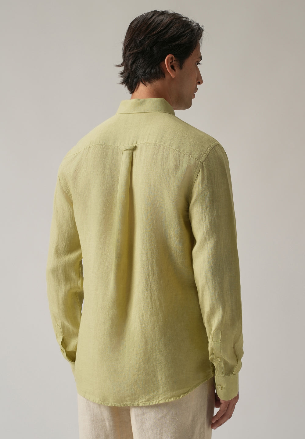 100% Pure Light Lemon Yellow Linen Shirt