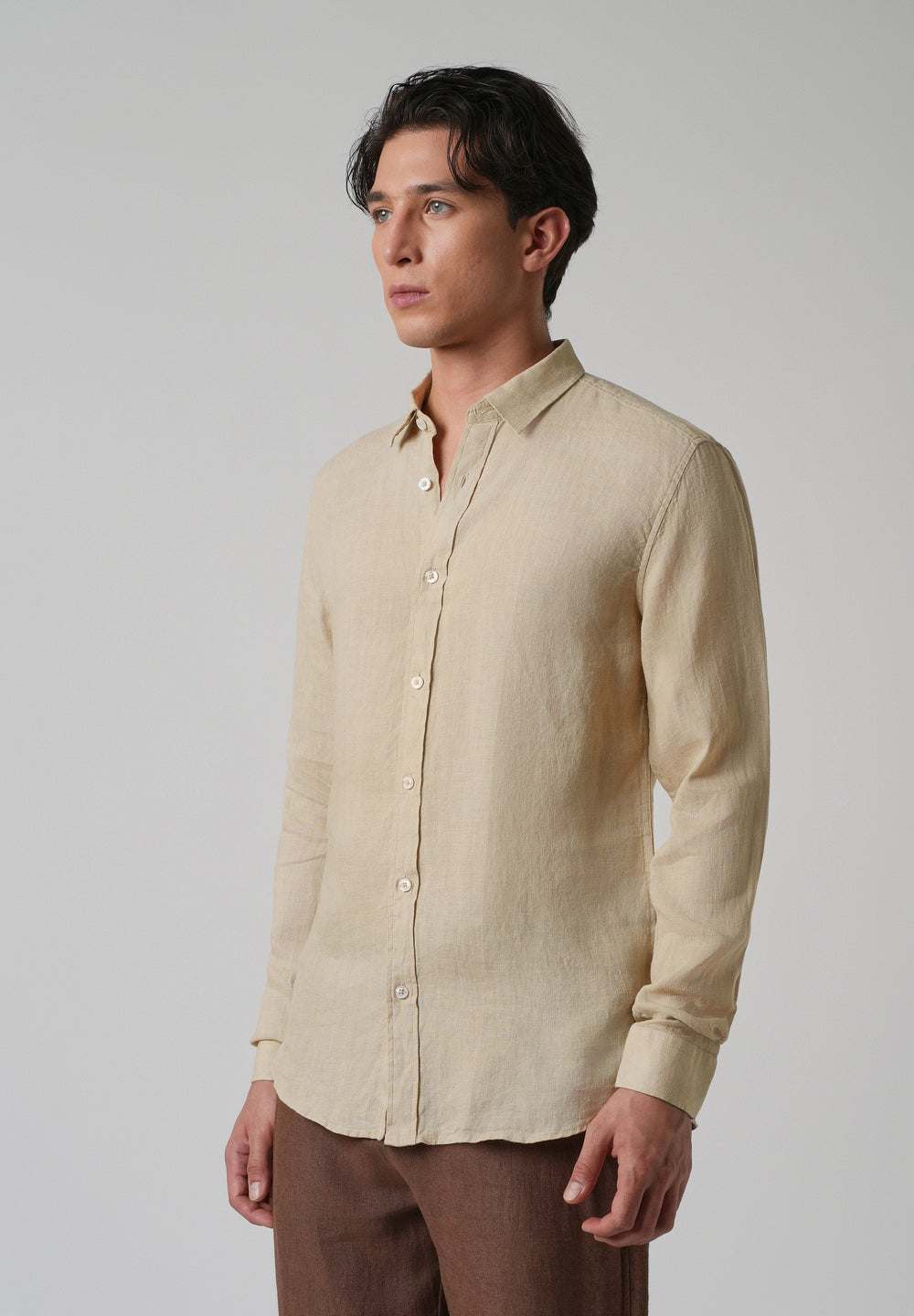 100% Pure Oak Beige Linen Shirt