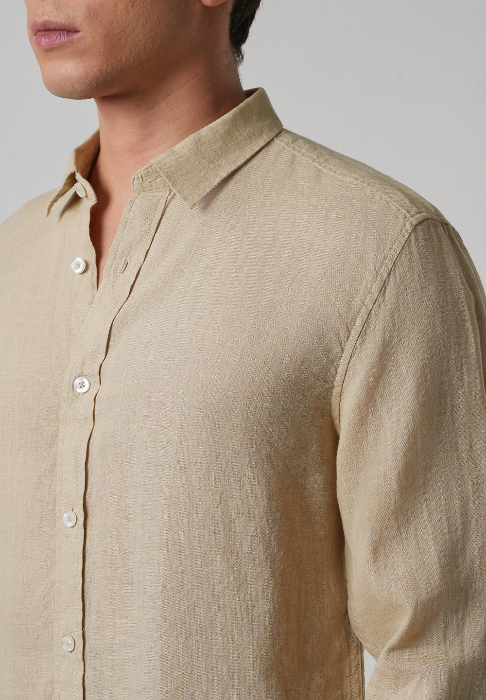 100% Pure Oak Beige Linen Shirt