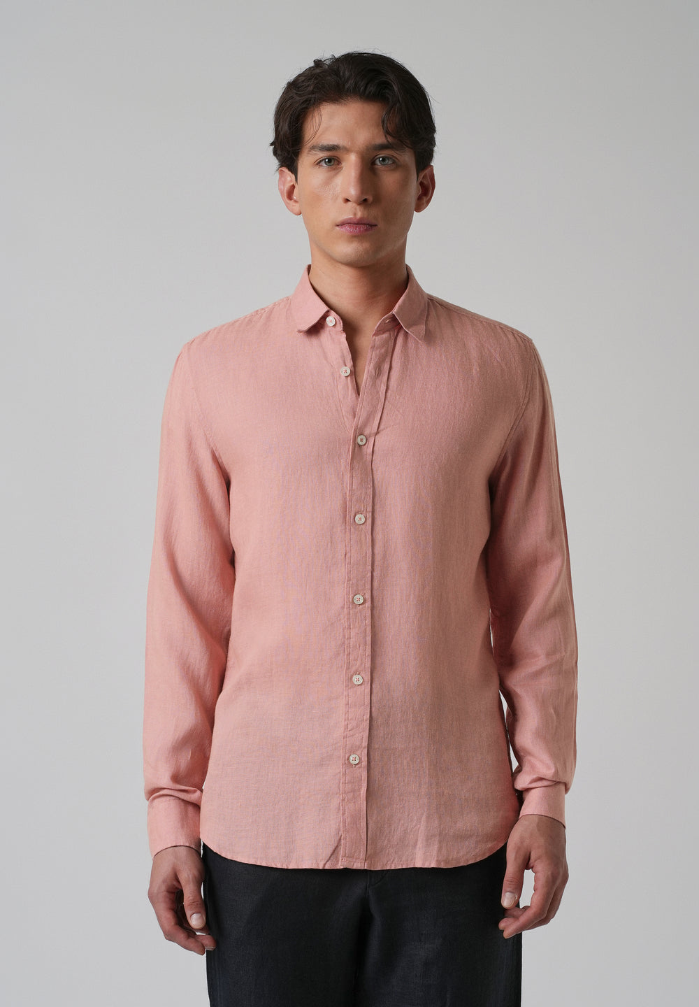 100% Pure Pastel Peach Linen Shirt