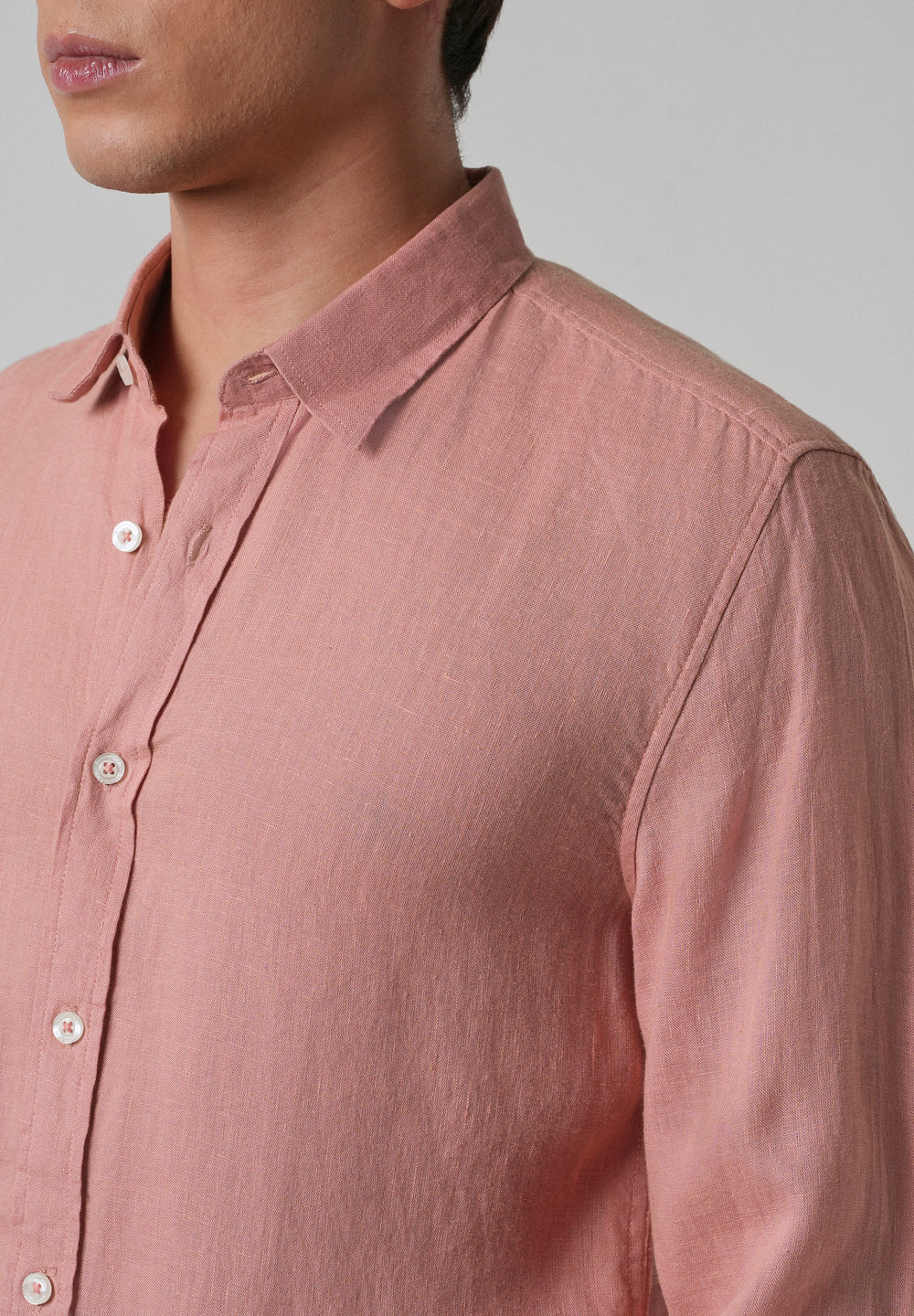 100% Pure Pastel Peach Linen Shirt