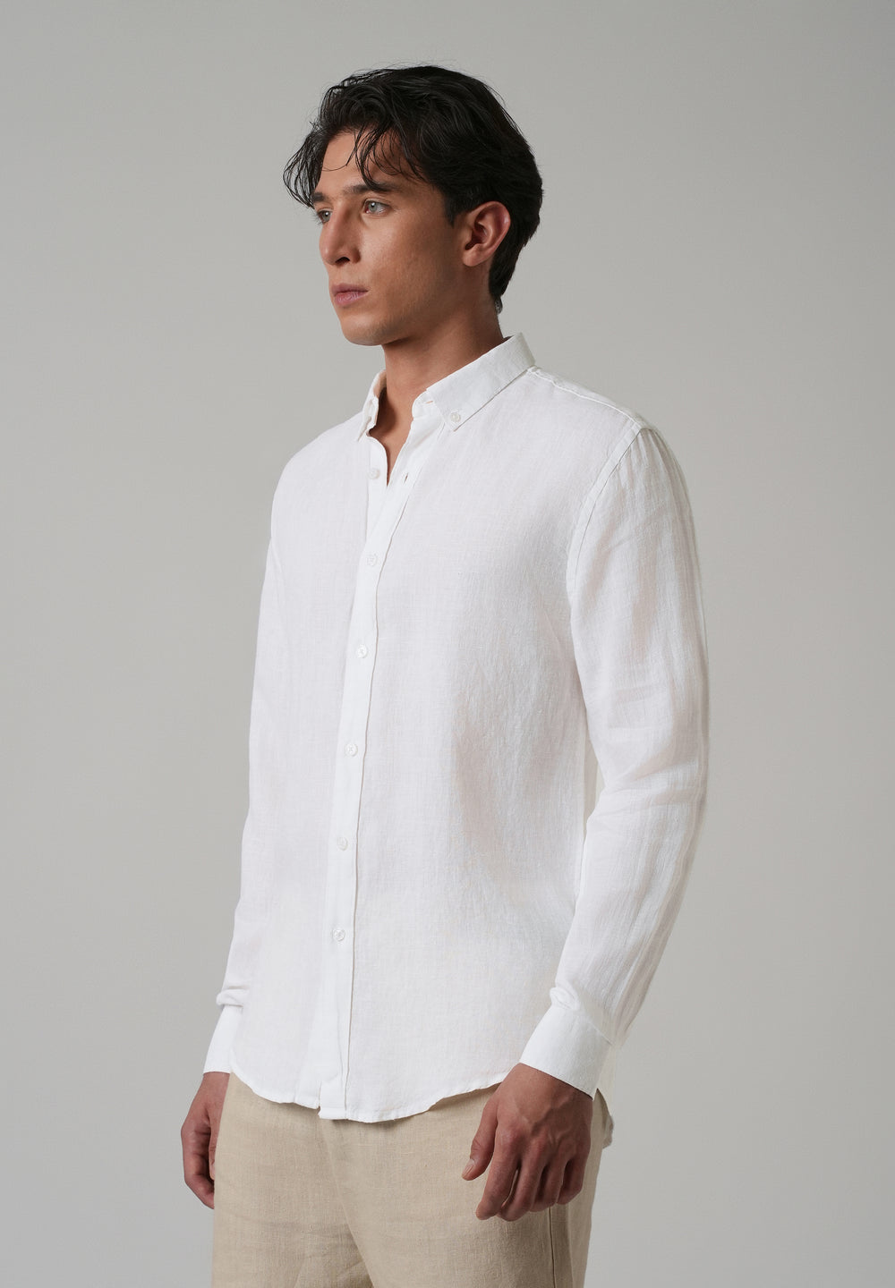 100% Pure Talc White Linen Shirt