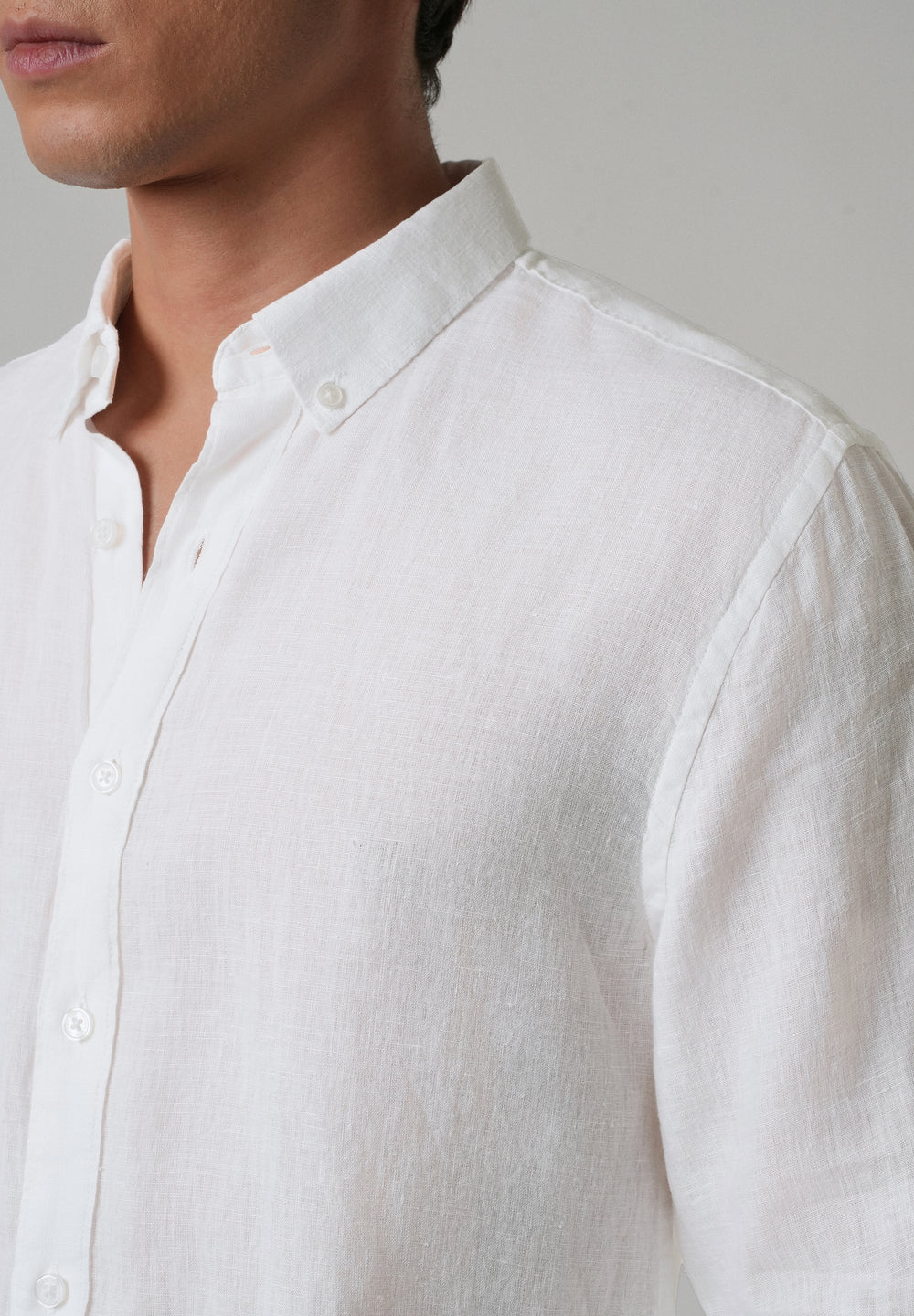 100% Pure Talc White Linen Shirt