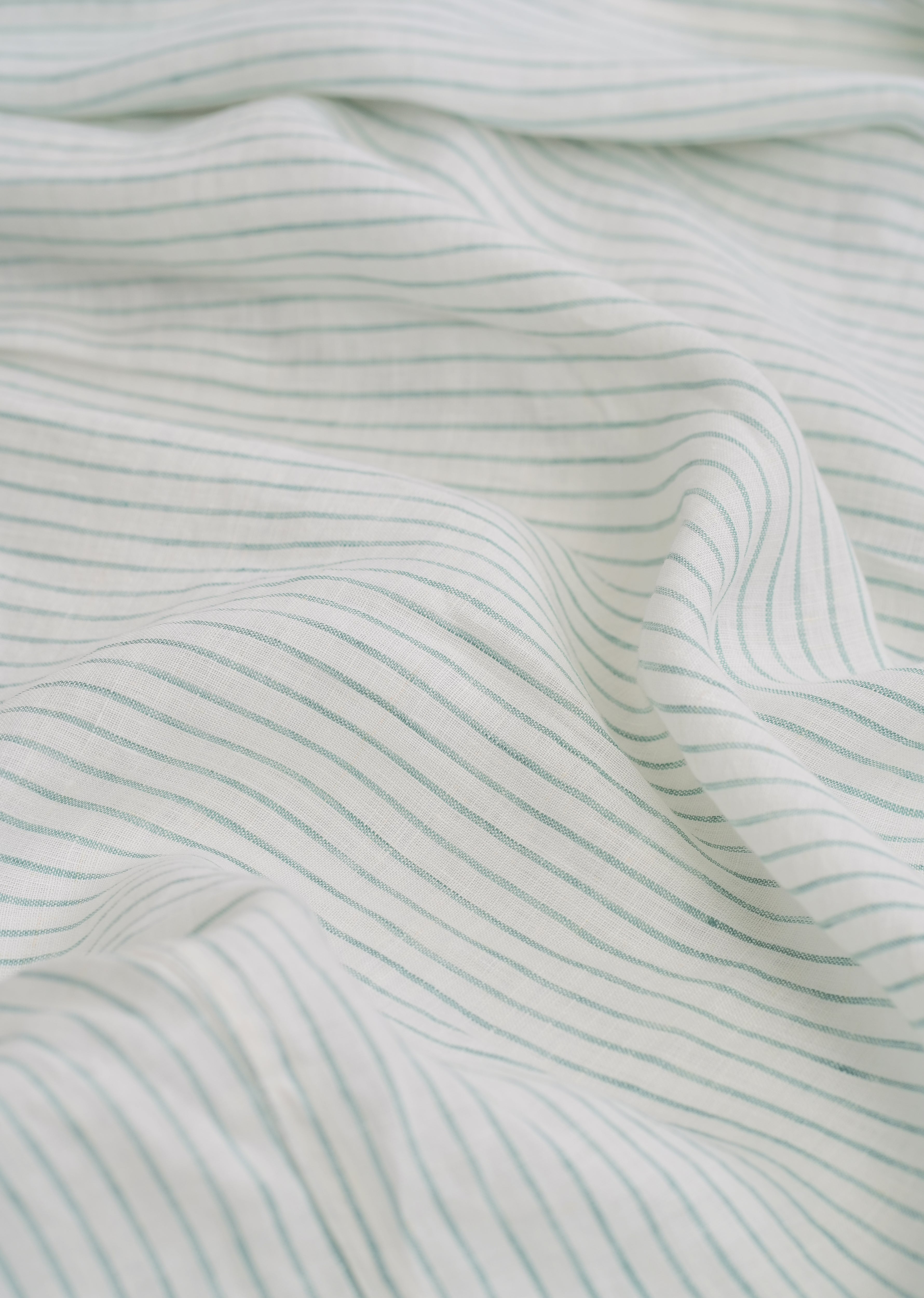 100% Linen Green Self-Stripe Shirt