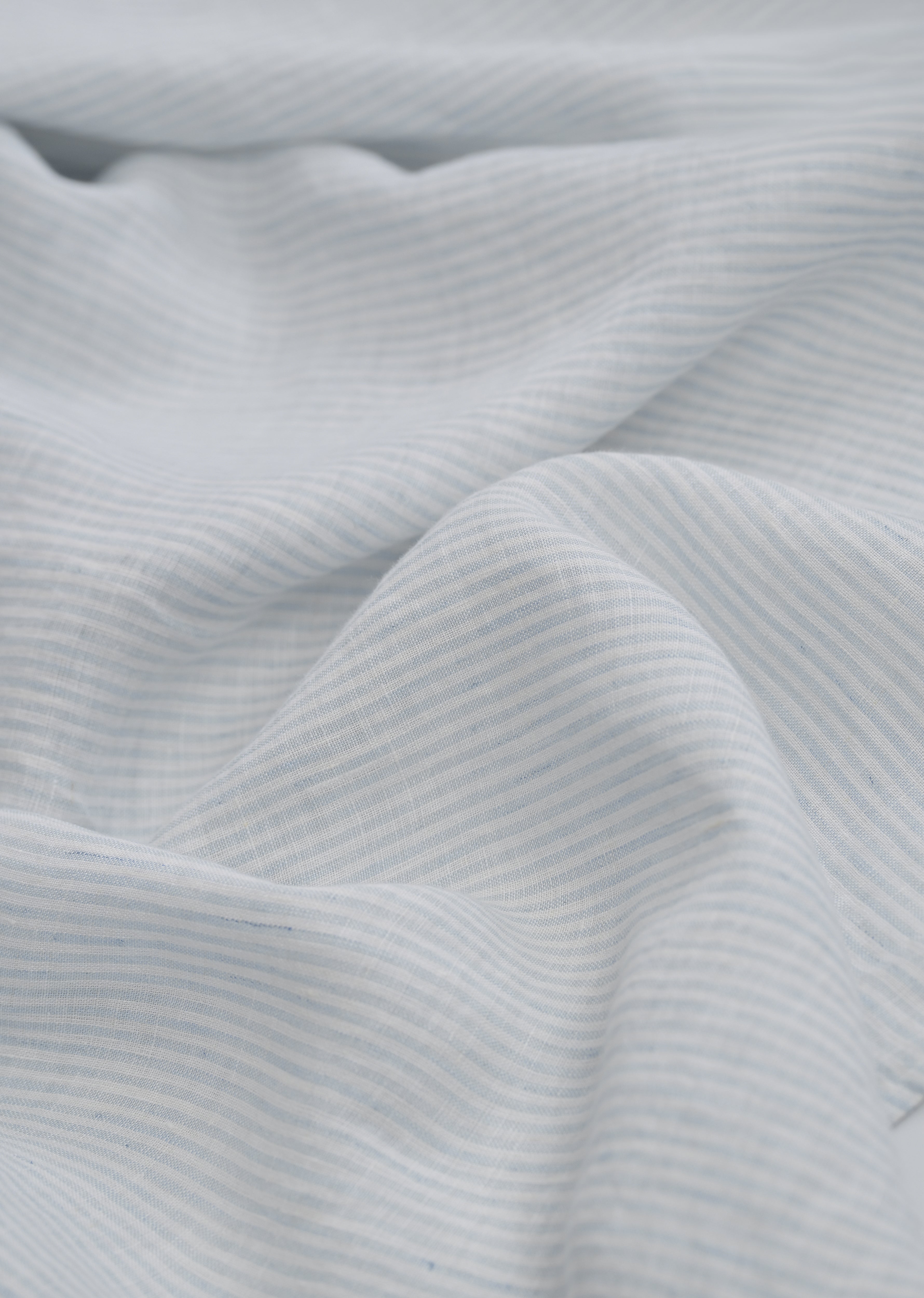 100% Linen Light Blue Self-Stripe Shirt