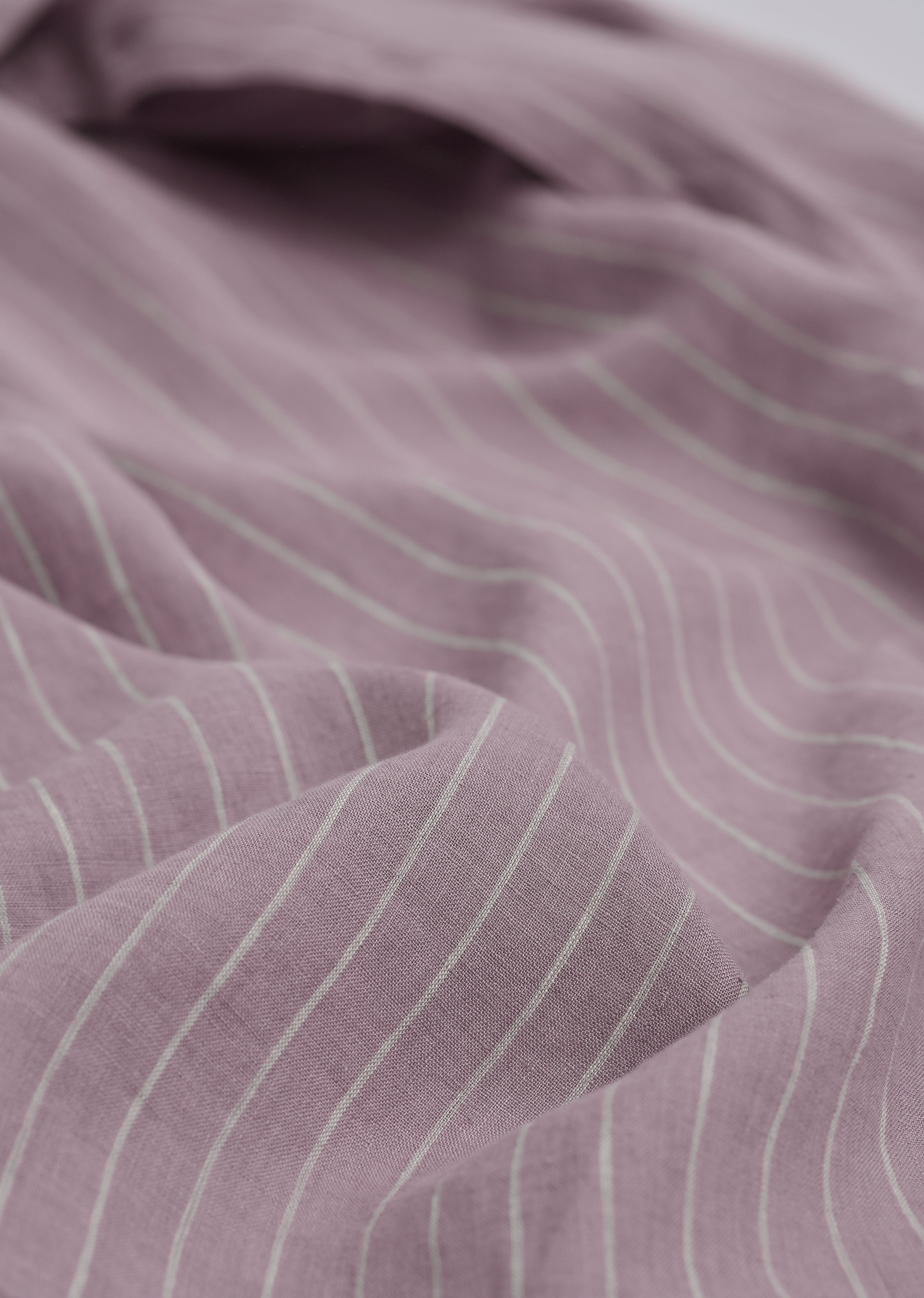 100% Linen Purple Vertical Stripe Shirt