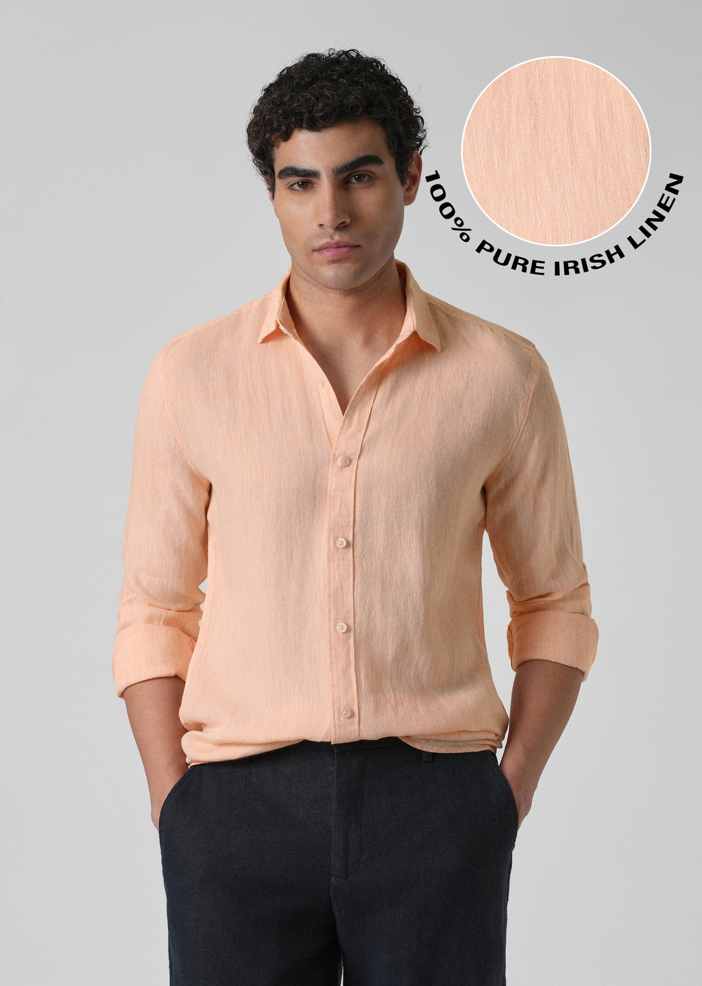 100% Pure Irish Dusky Orange Linen Shirt