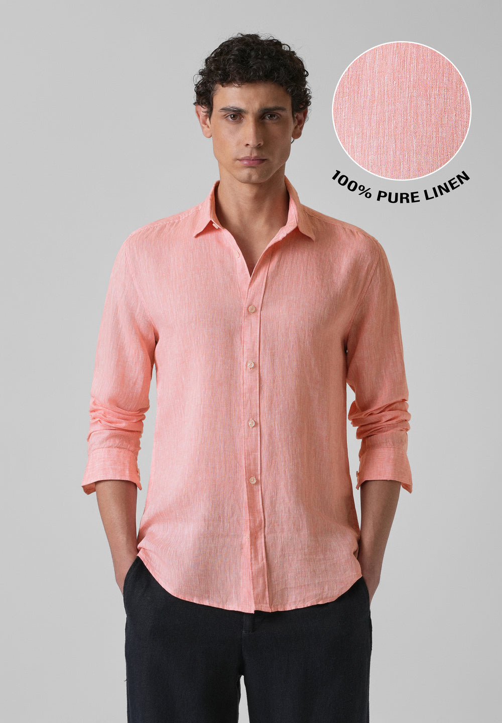 100% Pure Irish Light Peach Linen Shirt