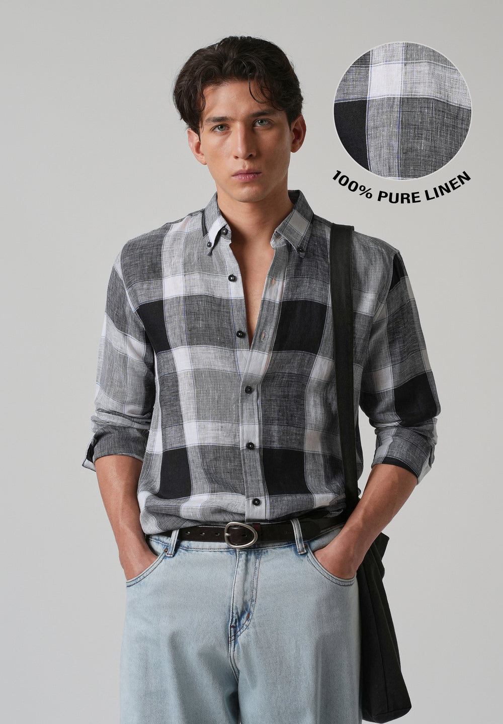 100% Pure Irish Linen Checks Shirt