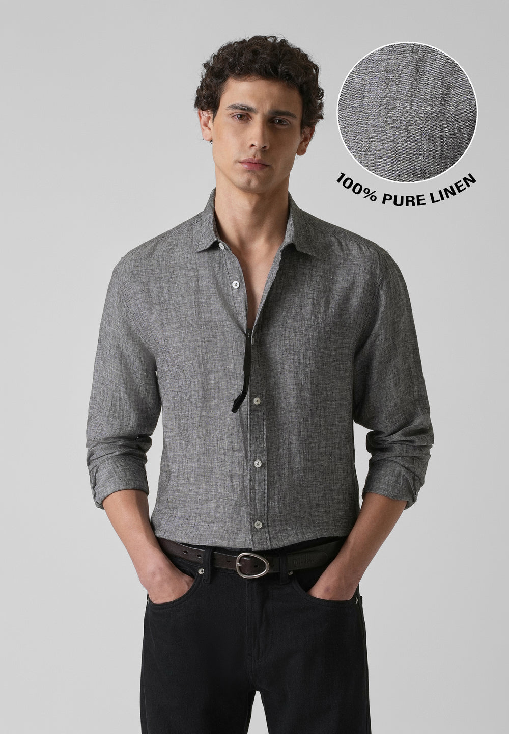 100% Pure Irish Mist Grey Linen Shirt